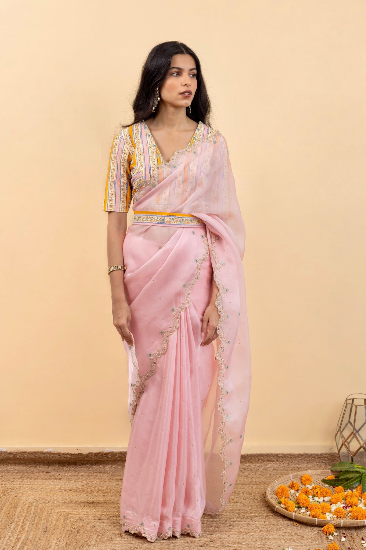 Pink Soha Cutwork Saree Blouse Set