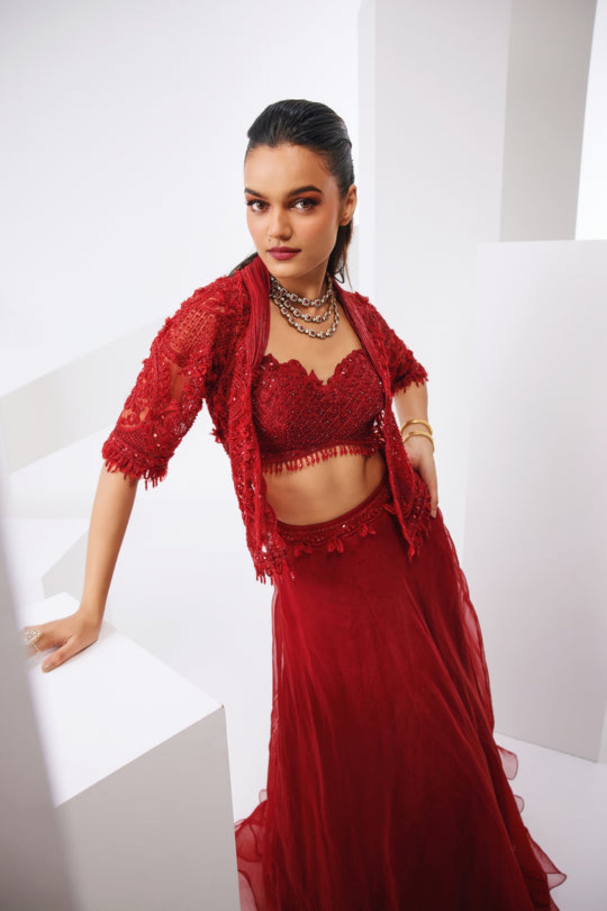 Rouge Lehenga Set