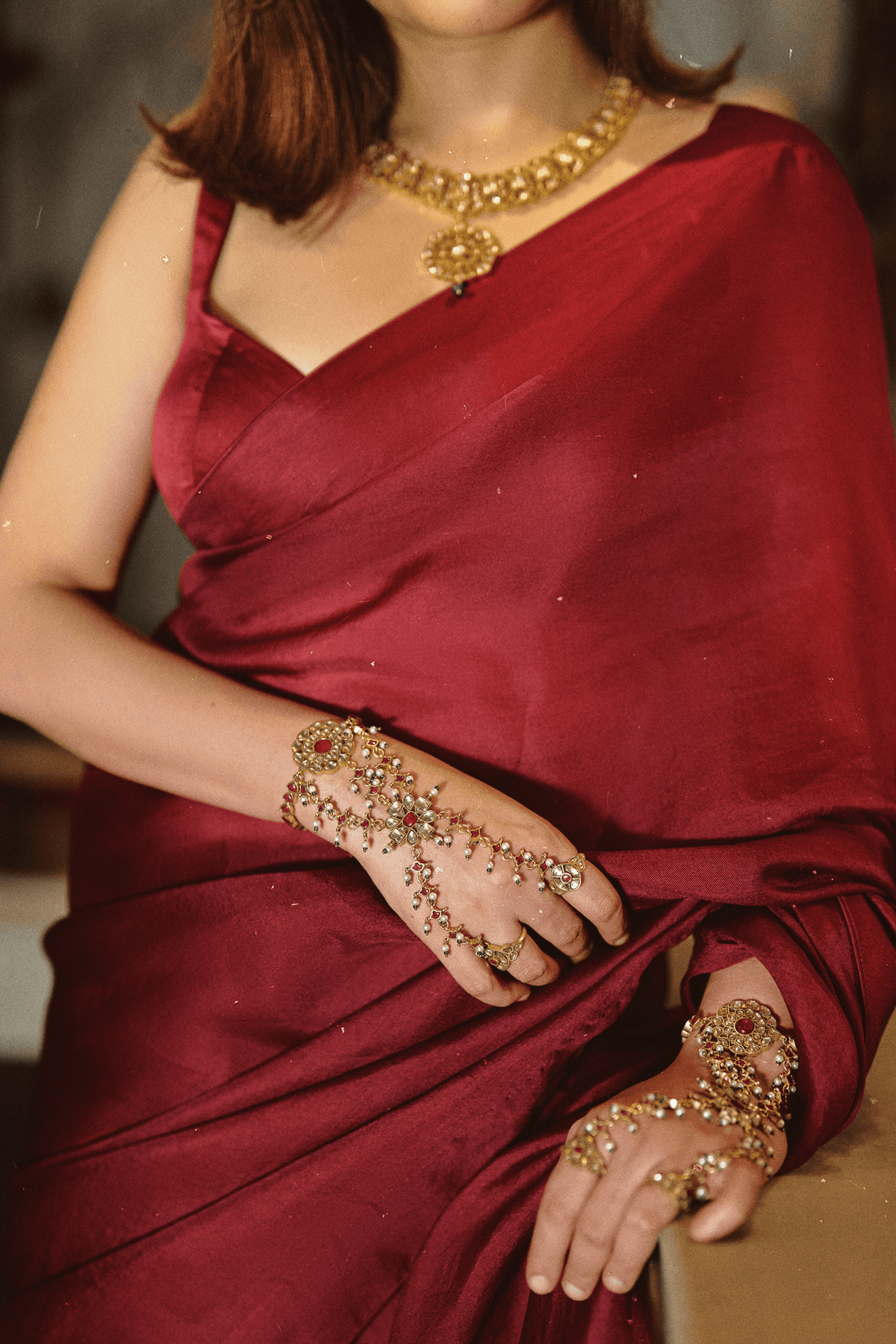 Handwoven Burgundy Rouge Silk Saree