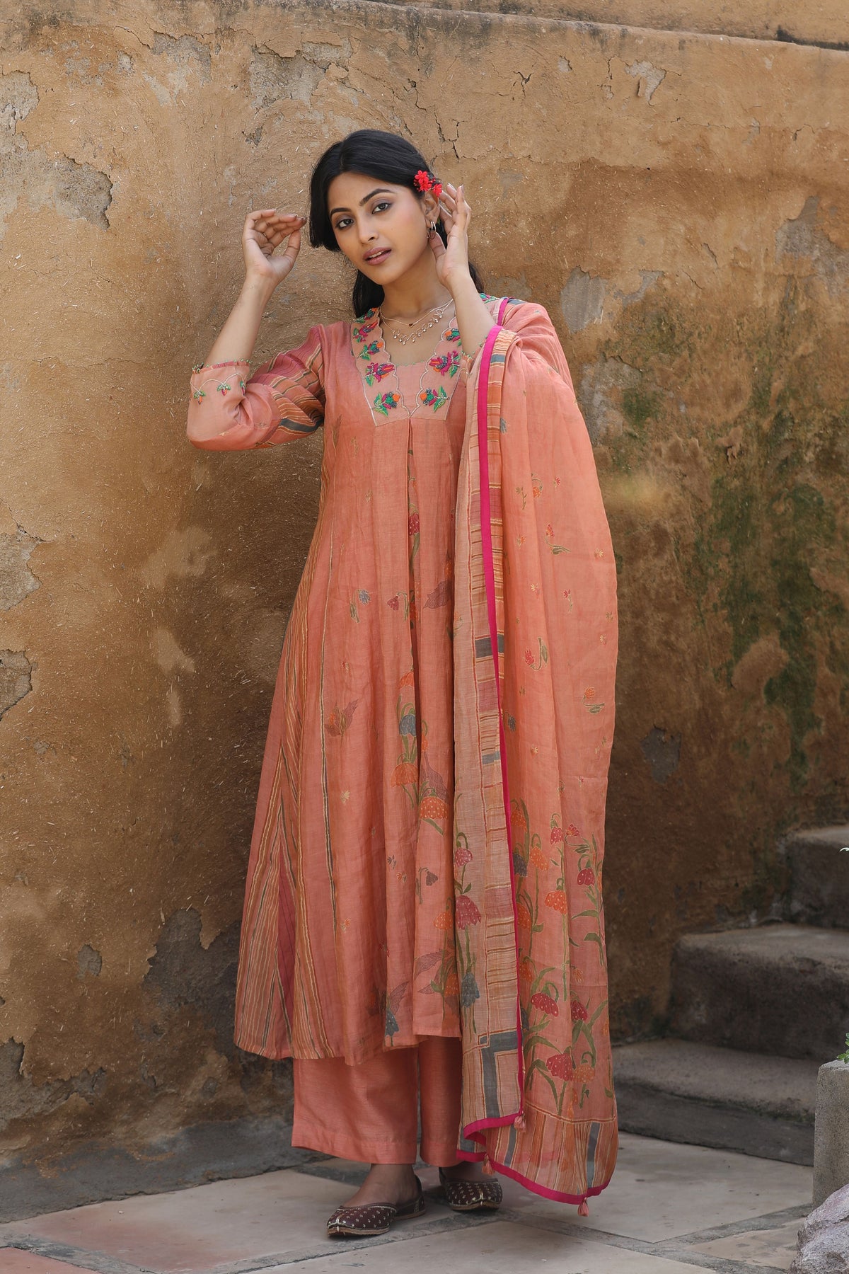 Peach Kurta Set