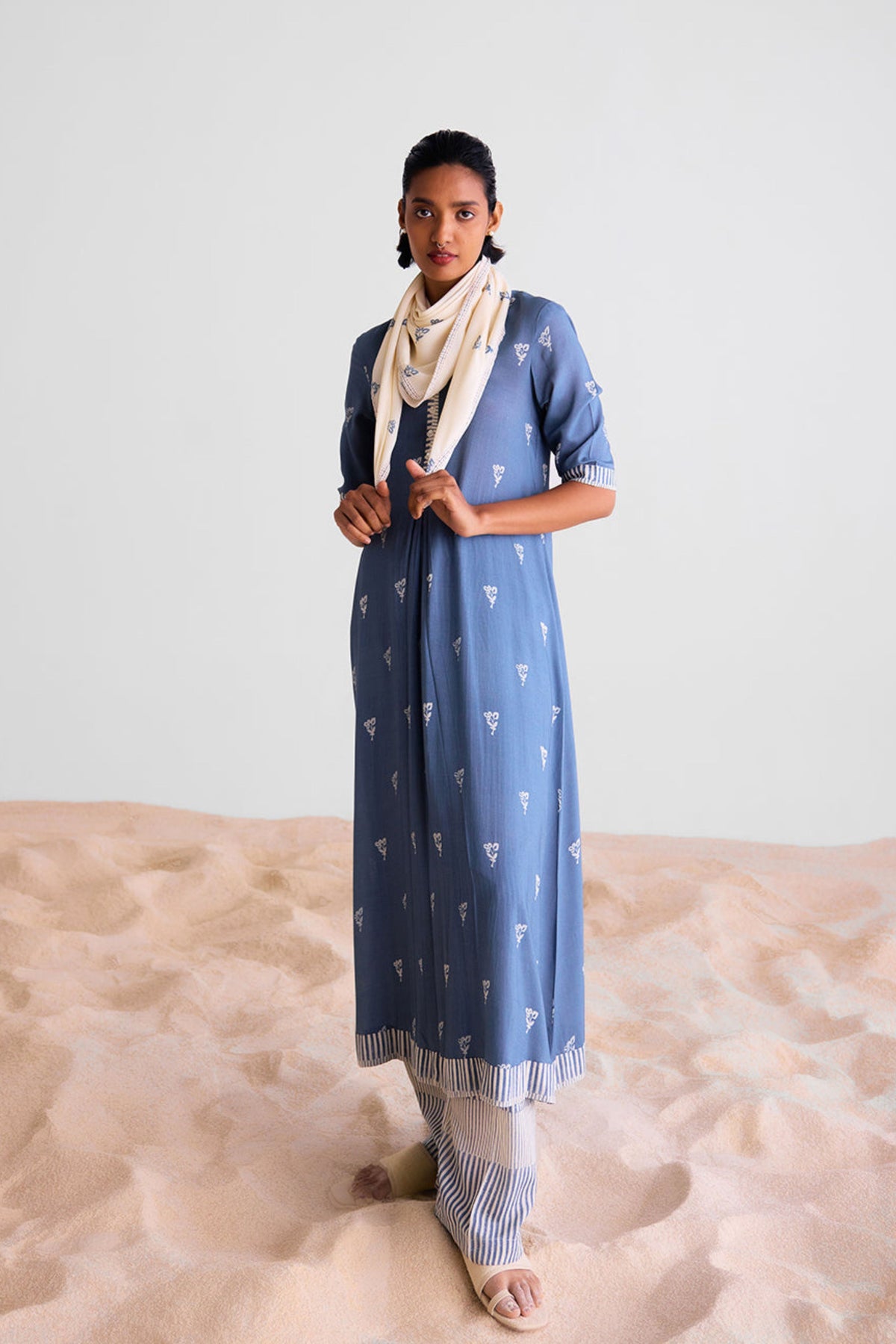 Blue Grey Kurta Set