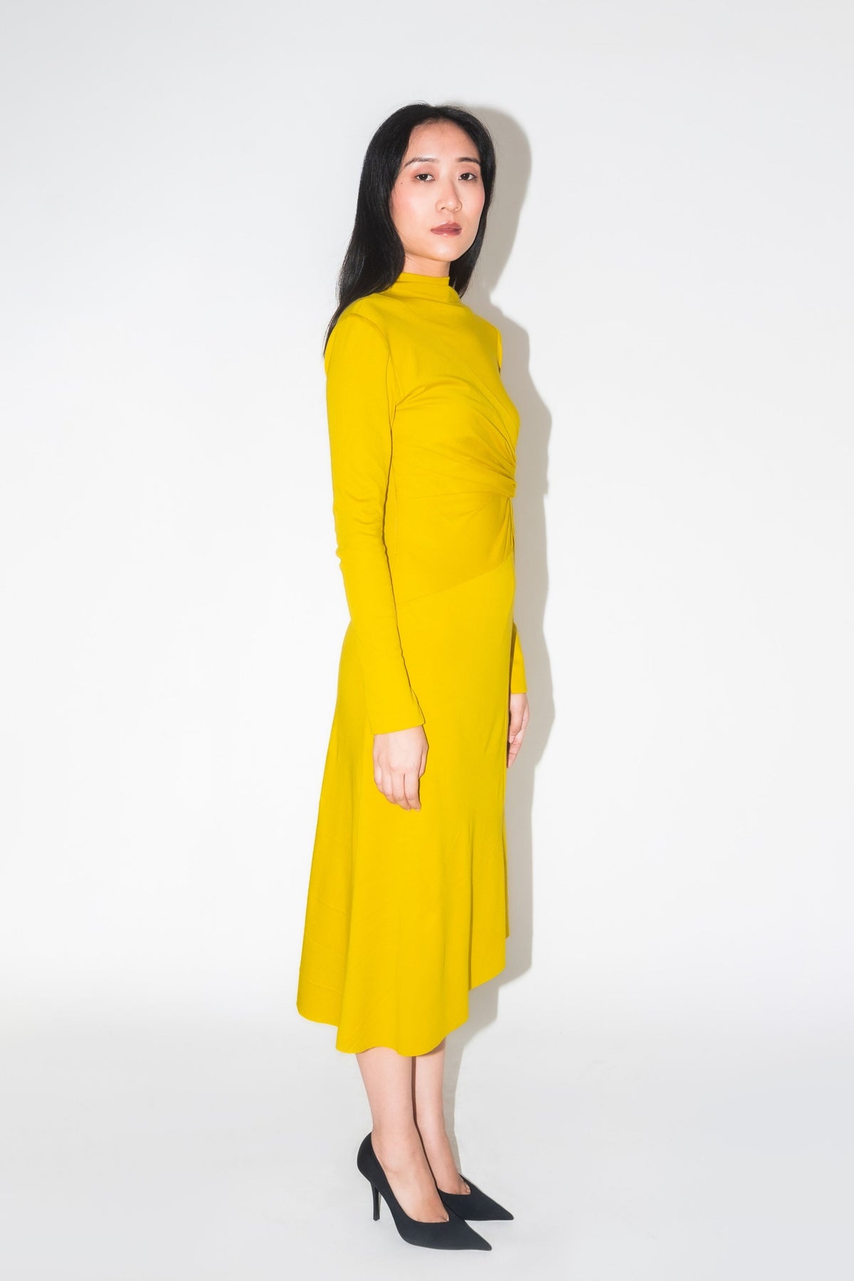 Luminous Draped Yellow Dress