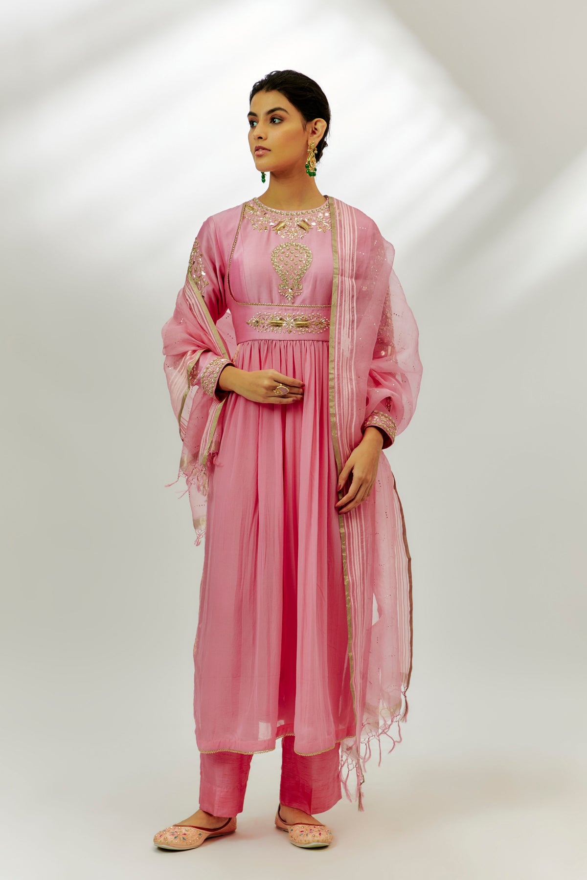 Pastel Pink Embroidered Anarkali Set