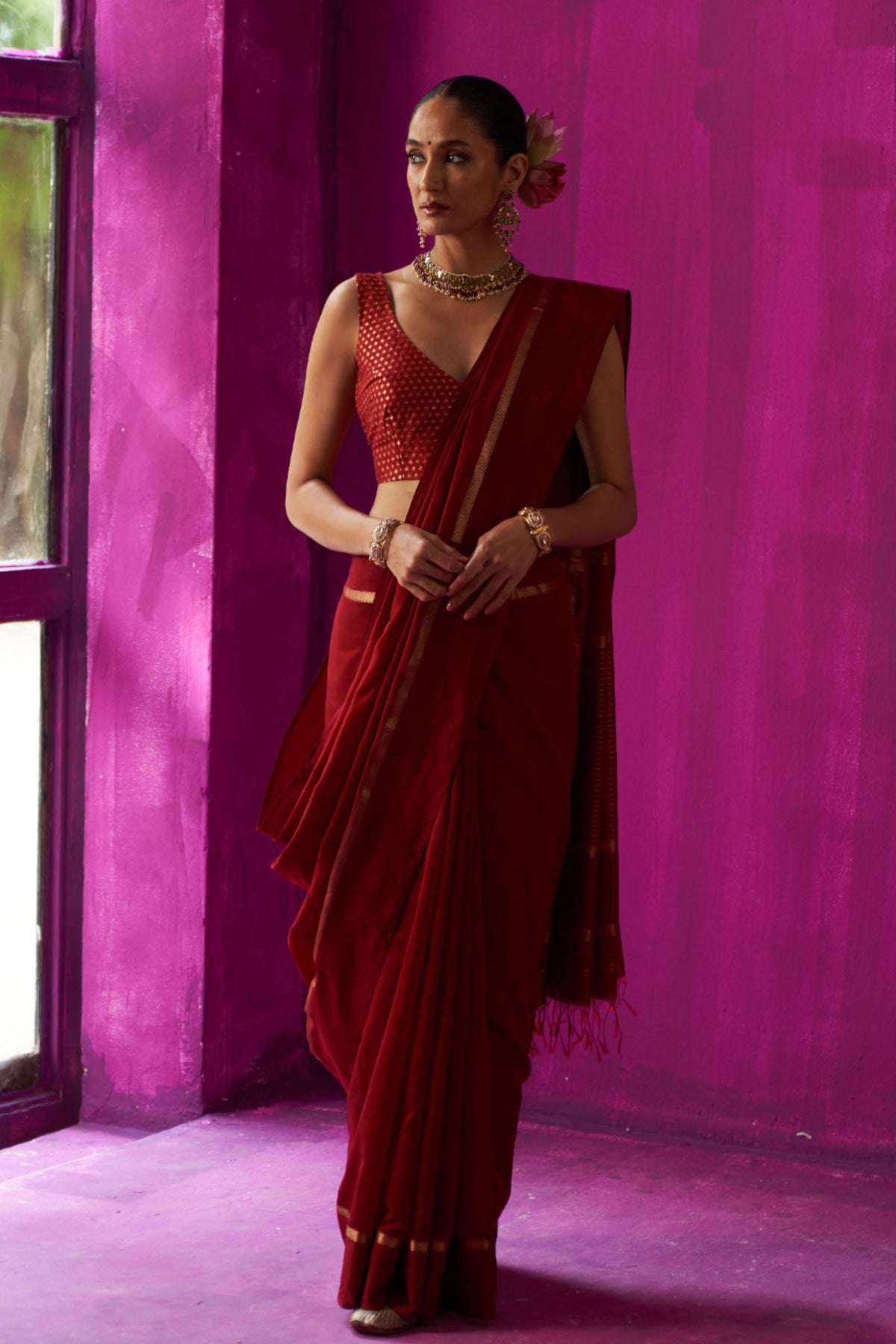 Heena Maroon Saree