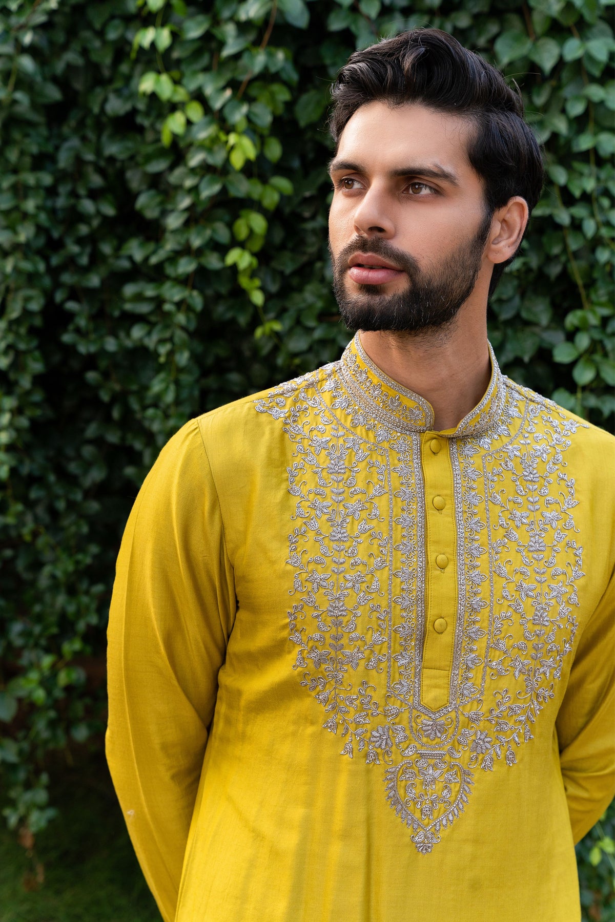 Mustard Embroidered Kurta Set