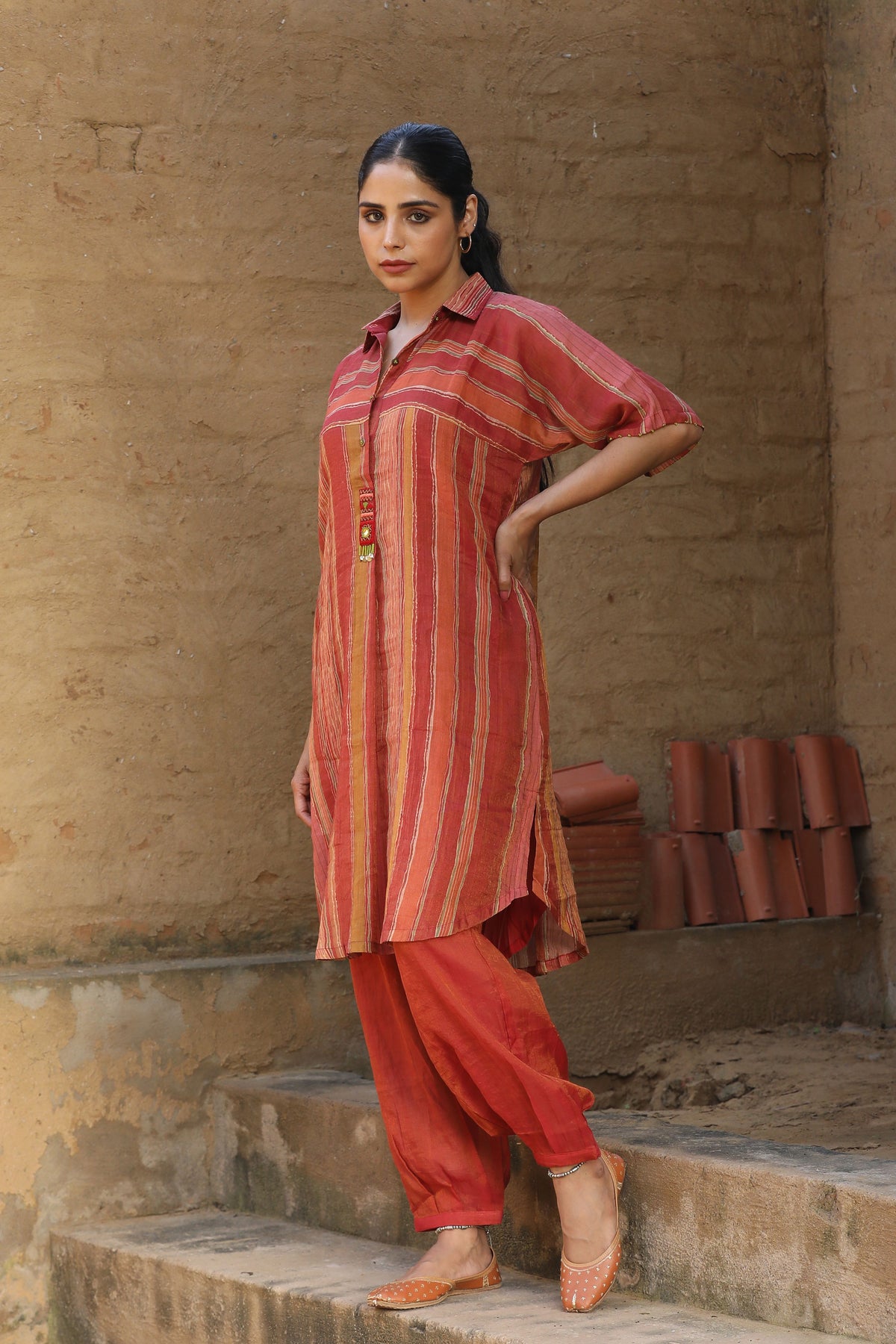 Rust Red Shirt Tunic Set