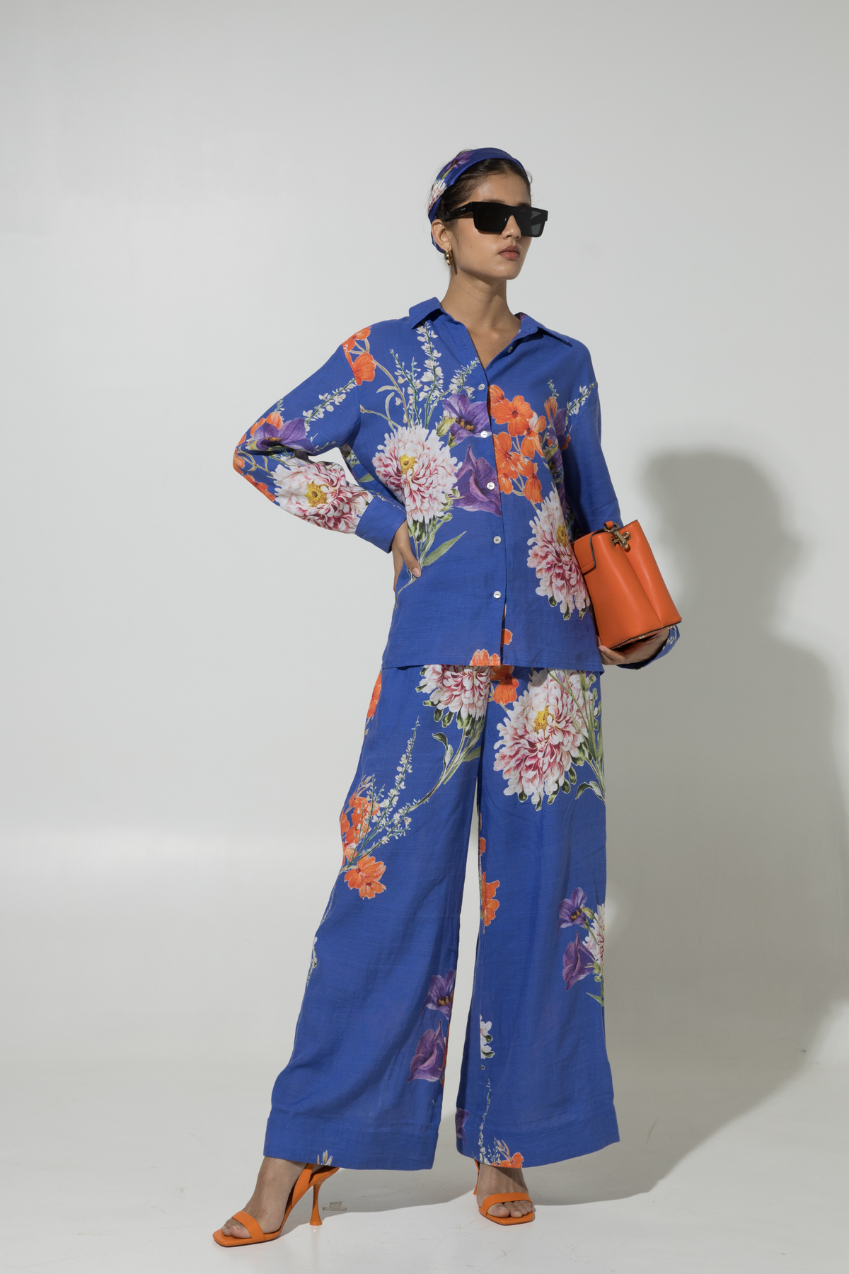 Blue Iris Floral Linen Co-ord Set