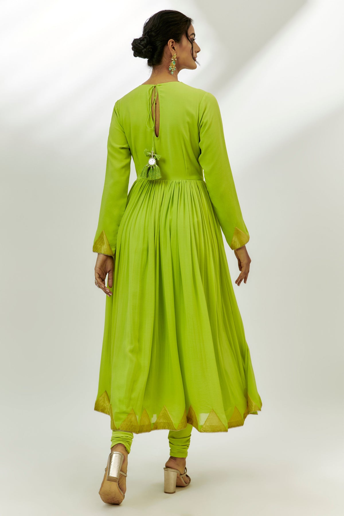 Lime Green Embroidered Anarkali Set