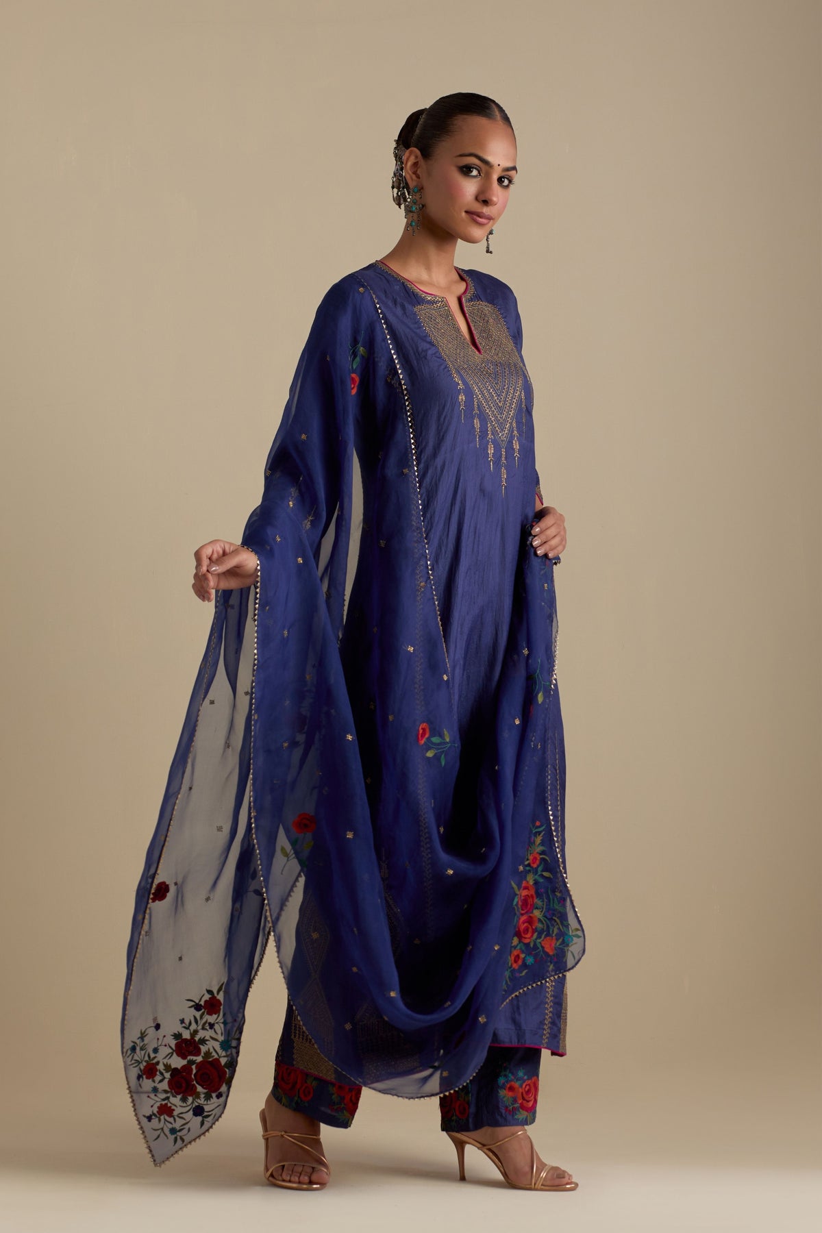 Blue Silk Straight Kurta Set