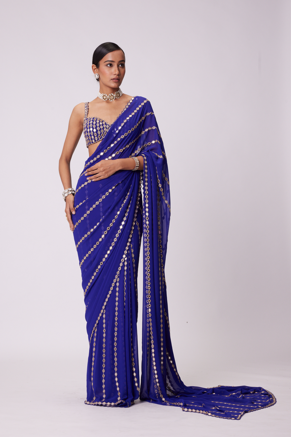 Persian Blue Saree Set