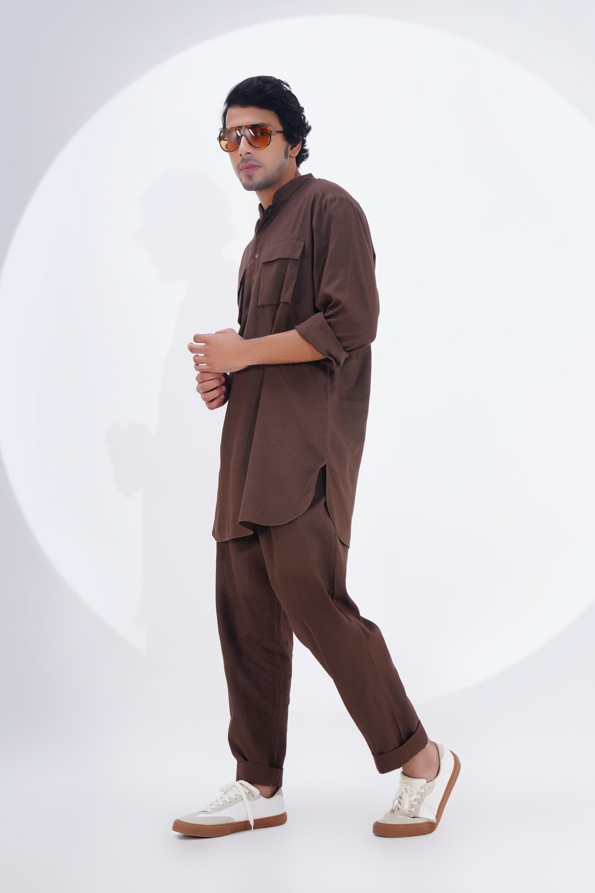 Chocolate Linen Kurta Set