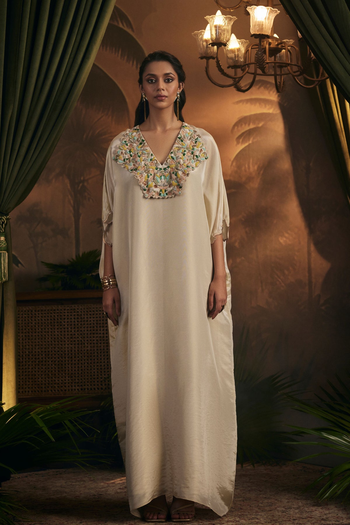 Champagne Gold Embroidered Kaftan