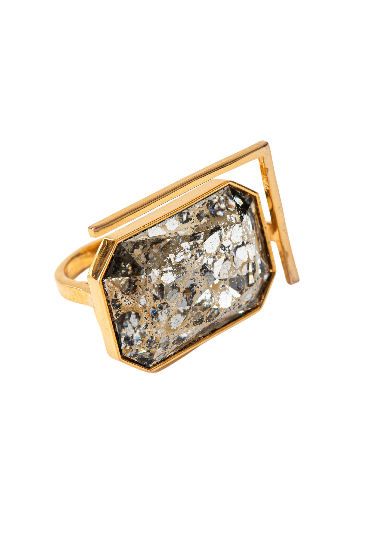 Radiance Crystal Cocktail Ring - Gold Crust