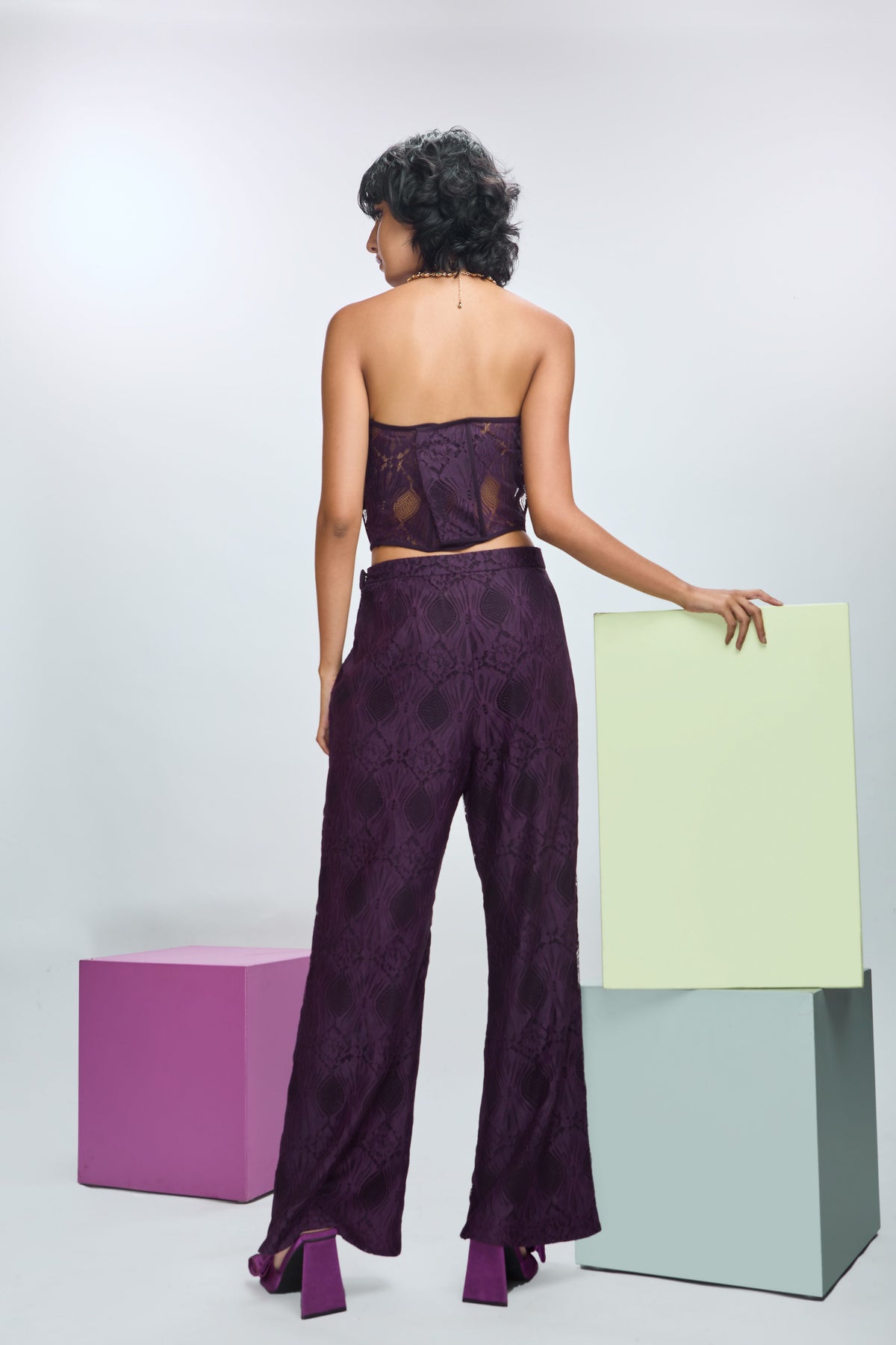 Deep Plum Bralette With Pant