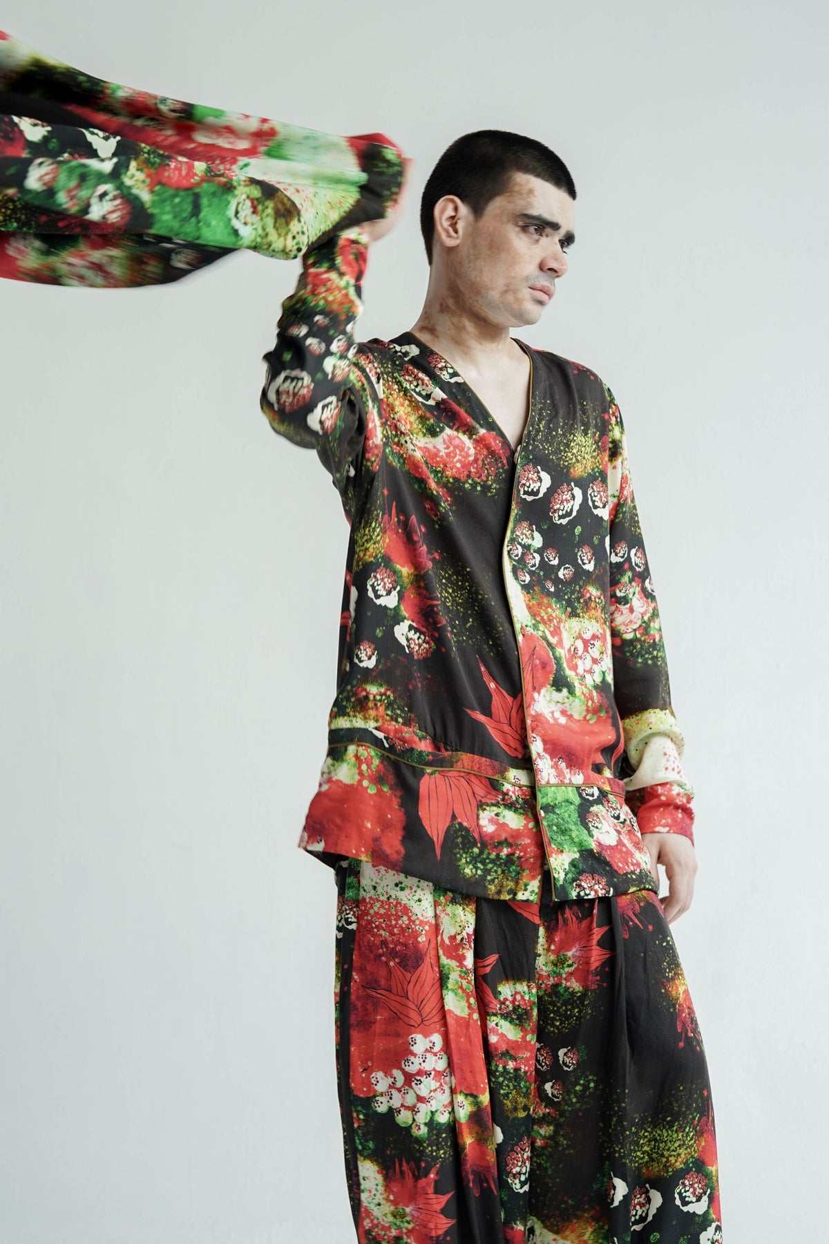 Red Florid Mens Co-ord Set