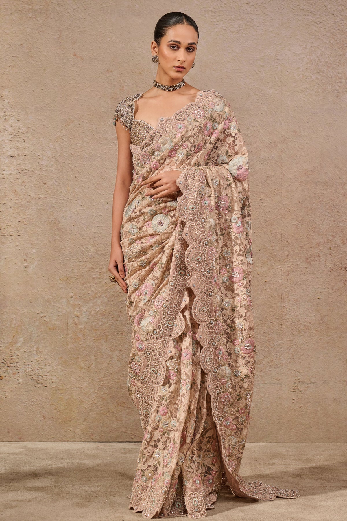 Bloom Embroidered Saree Set