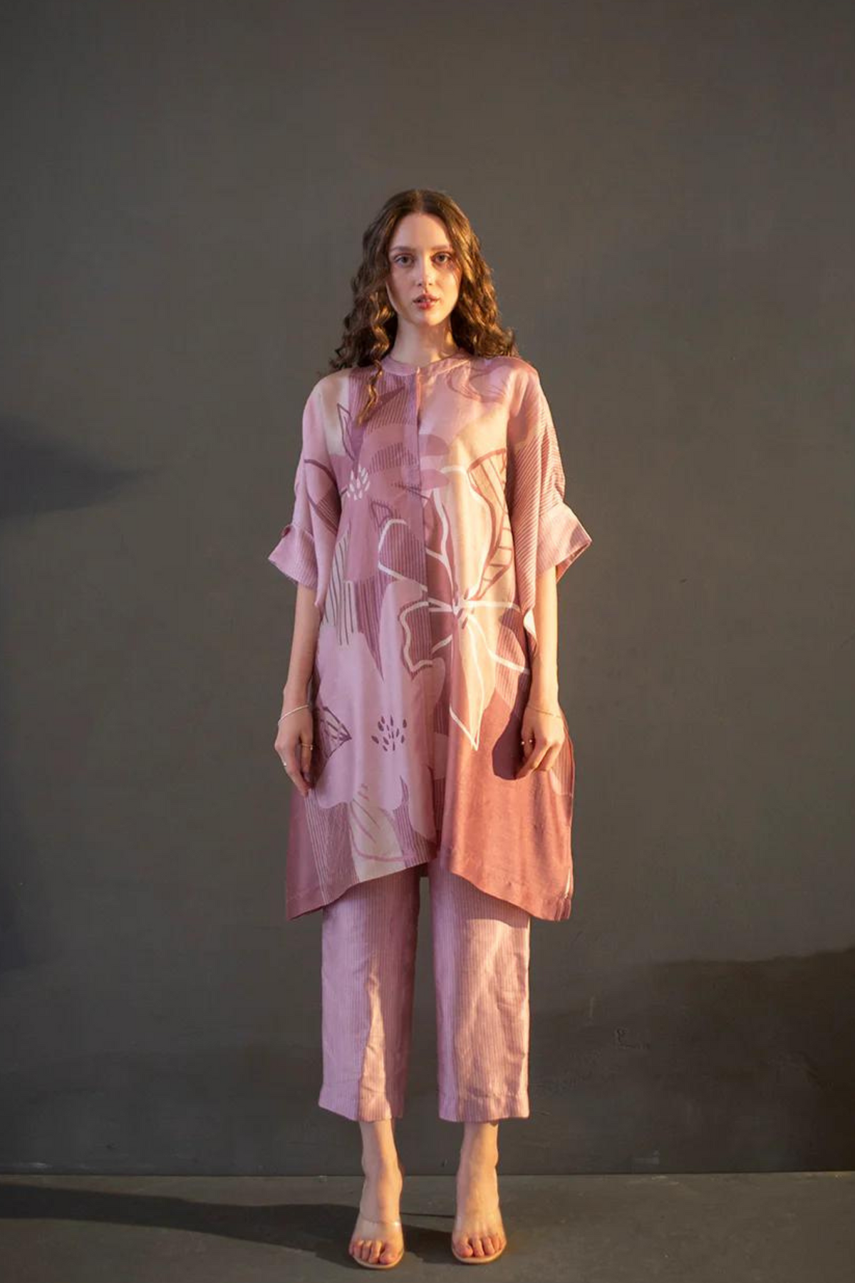 Dusky Pink Abstract Geometric Tunics Set