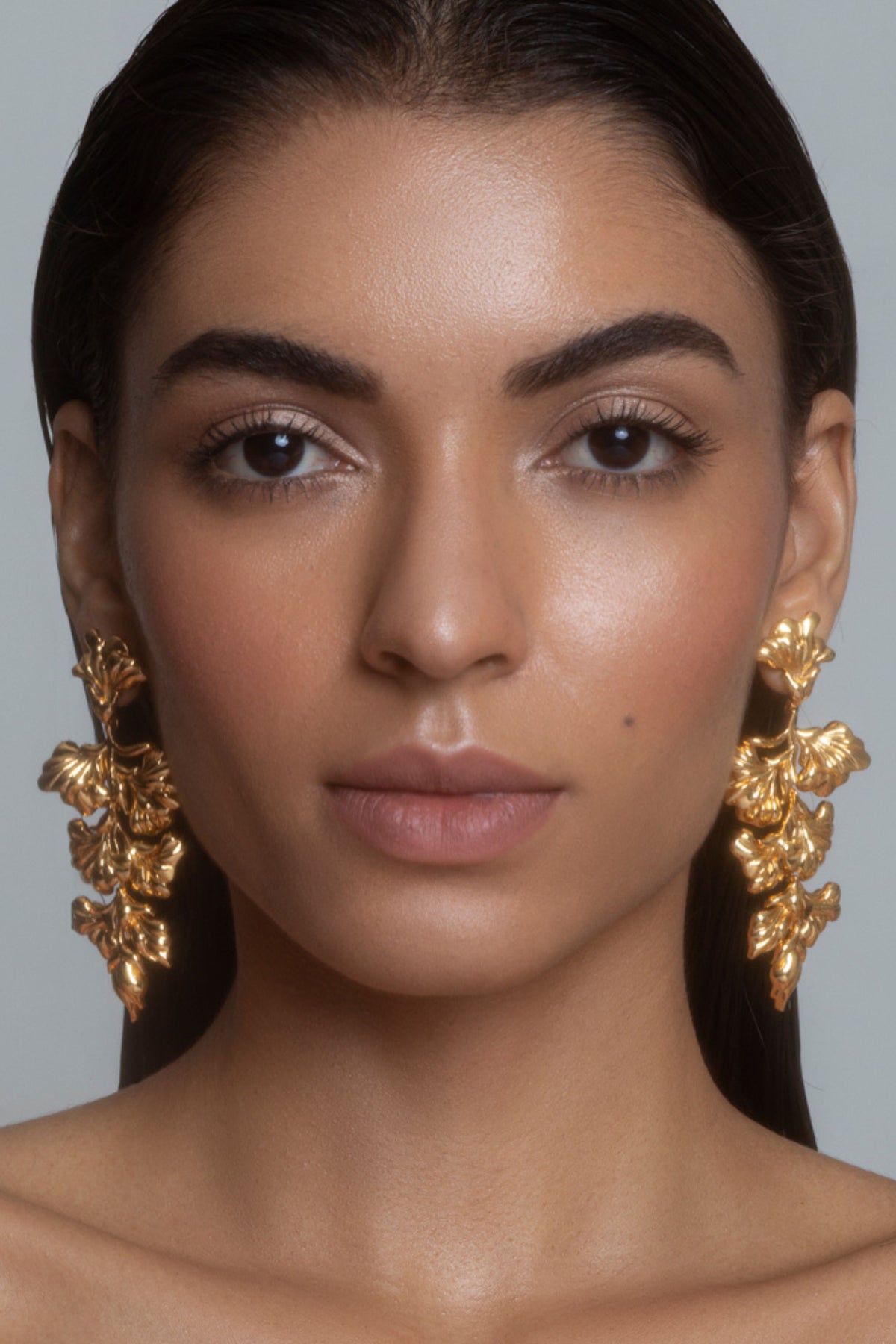 Yellow gold flos earrings