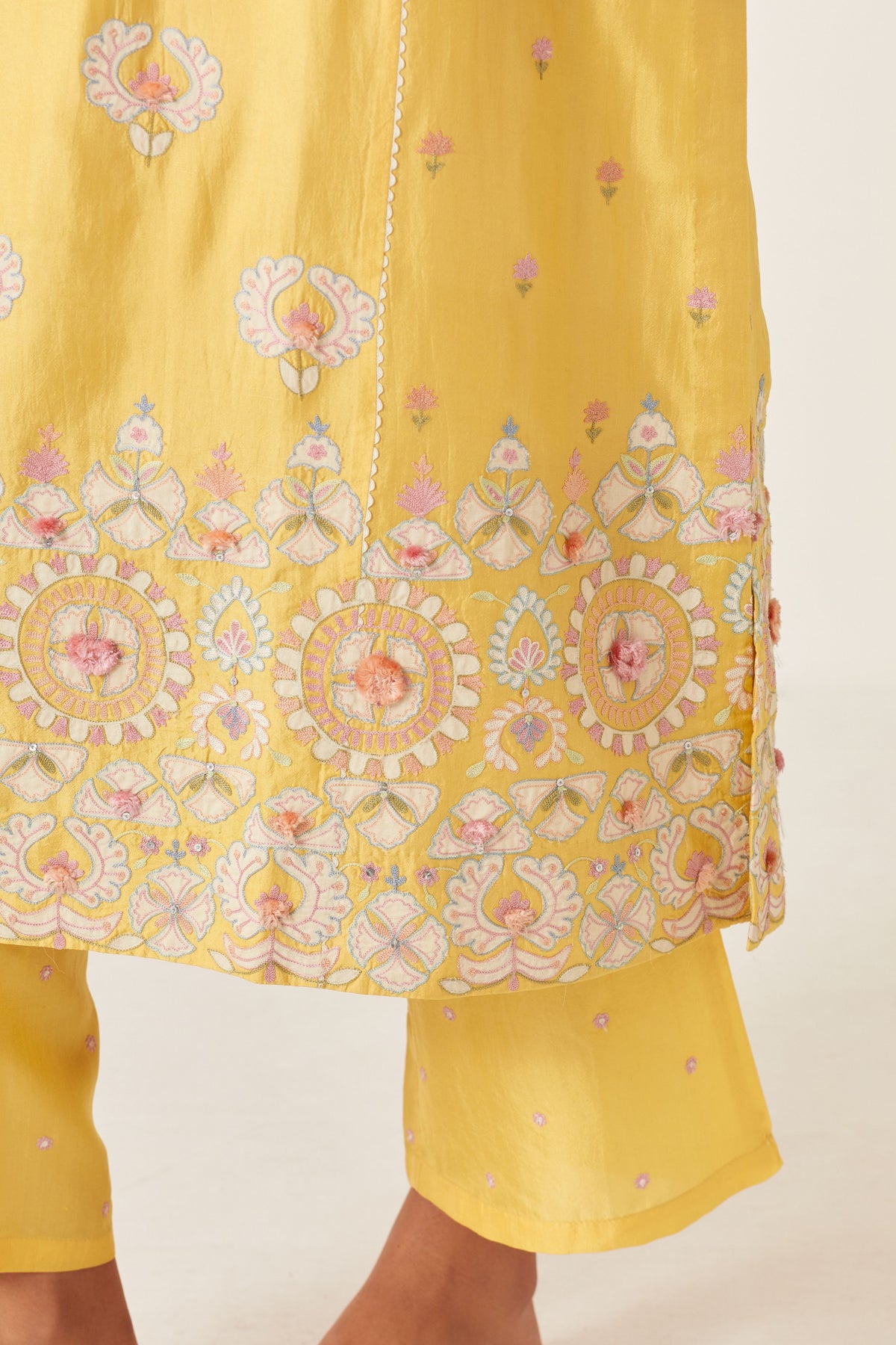 Yellow Kalidar Straight Kurta Set