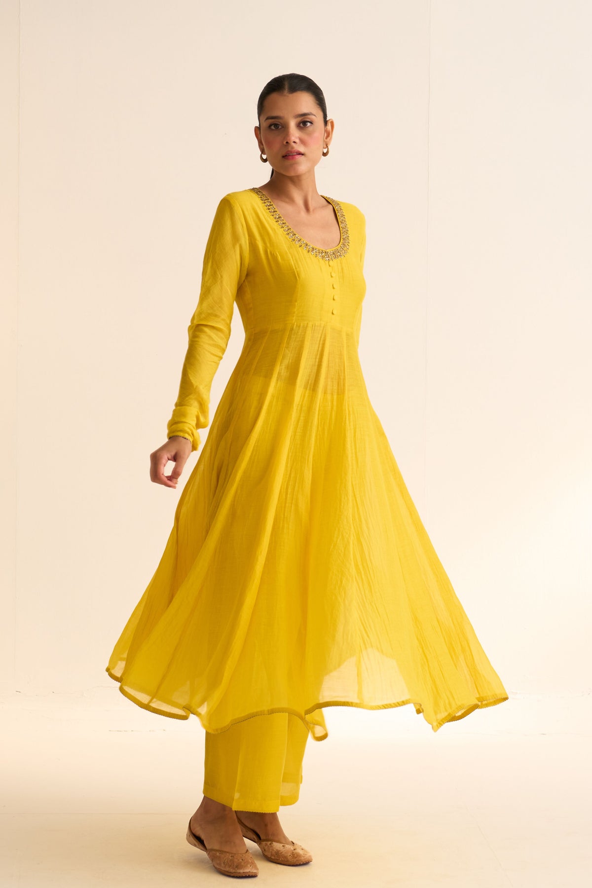 Vara Yellow Ghoomar Anarkali Set