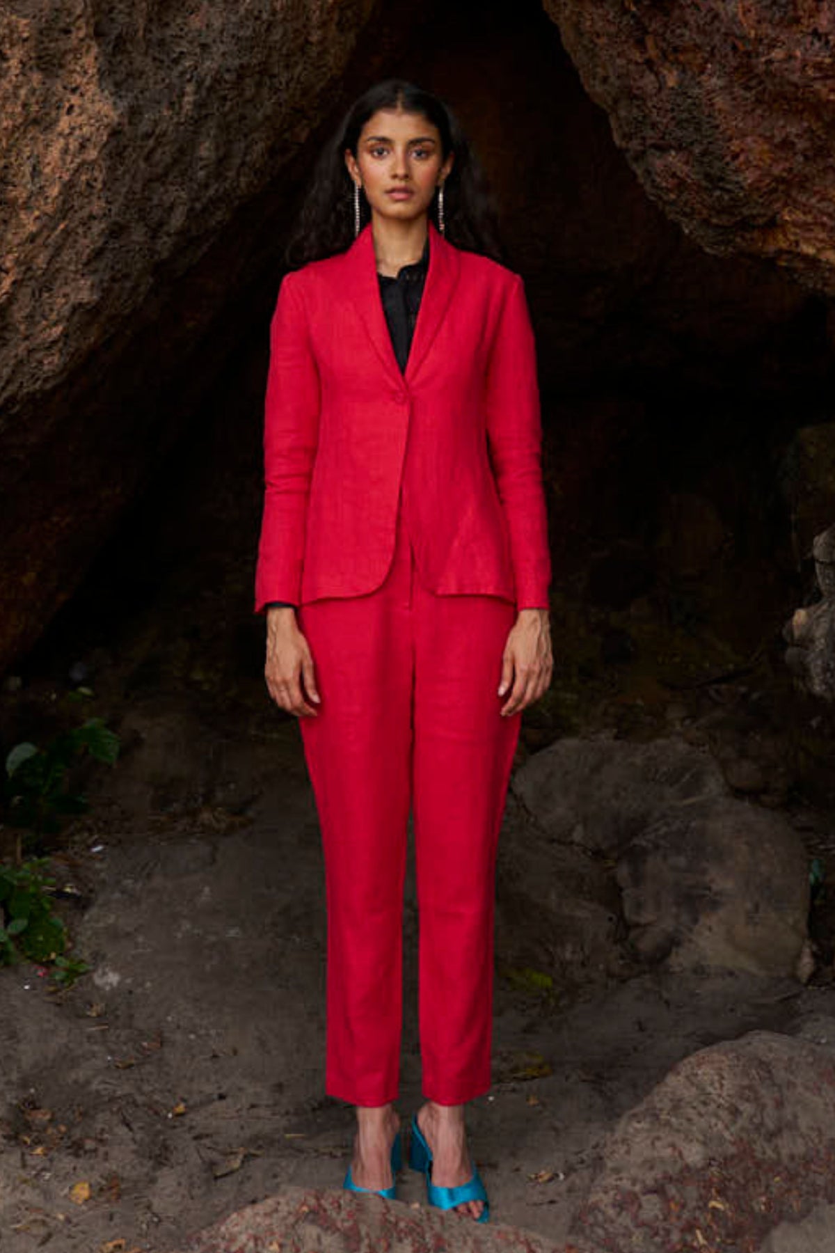 Red Linen Blazer