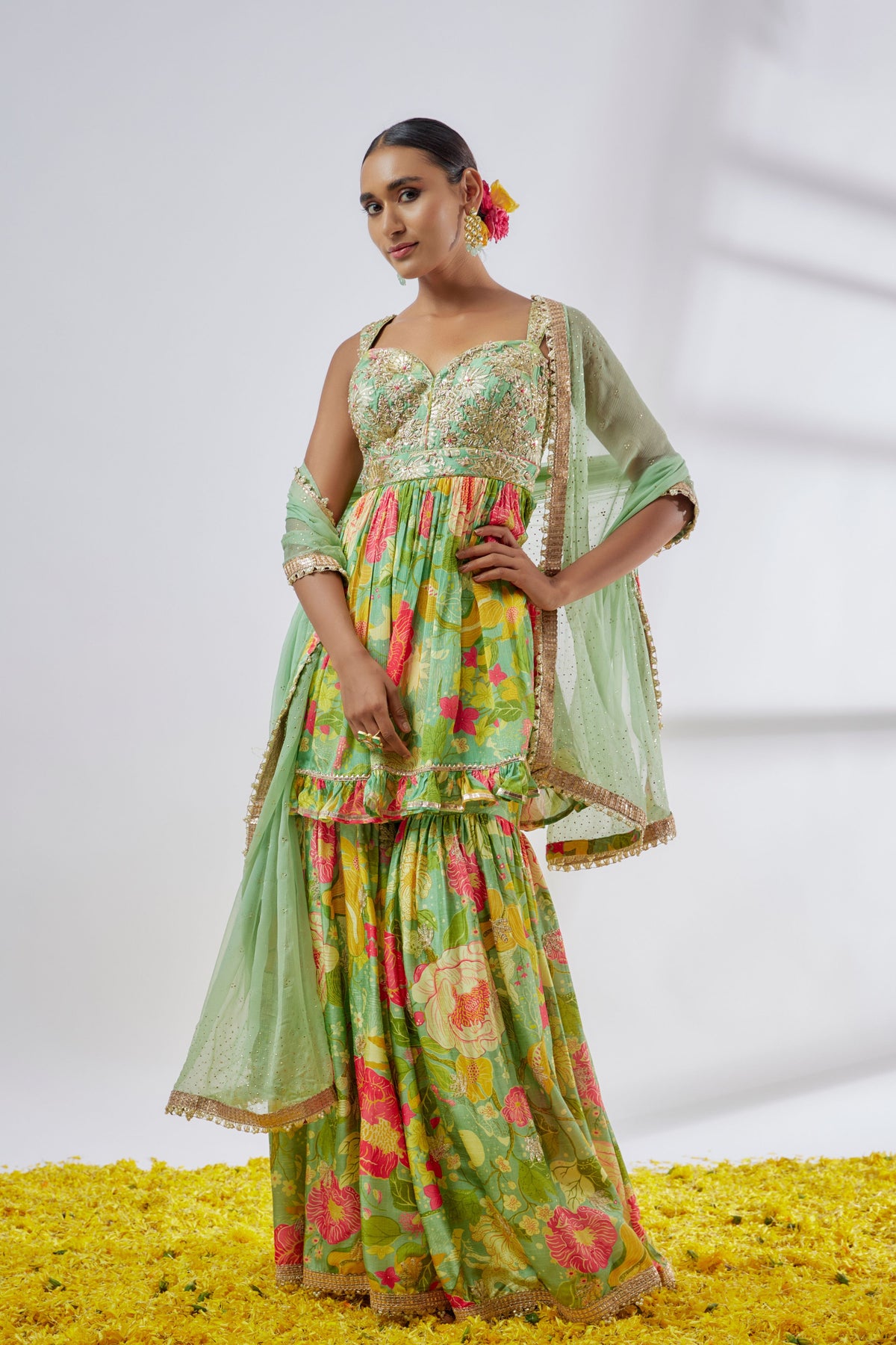 Malishika Green Sharara Set