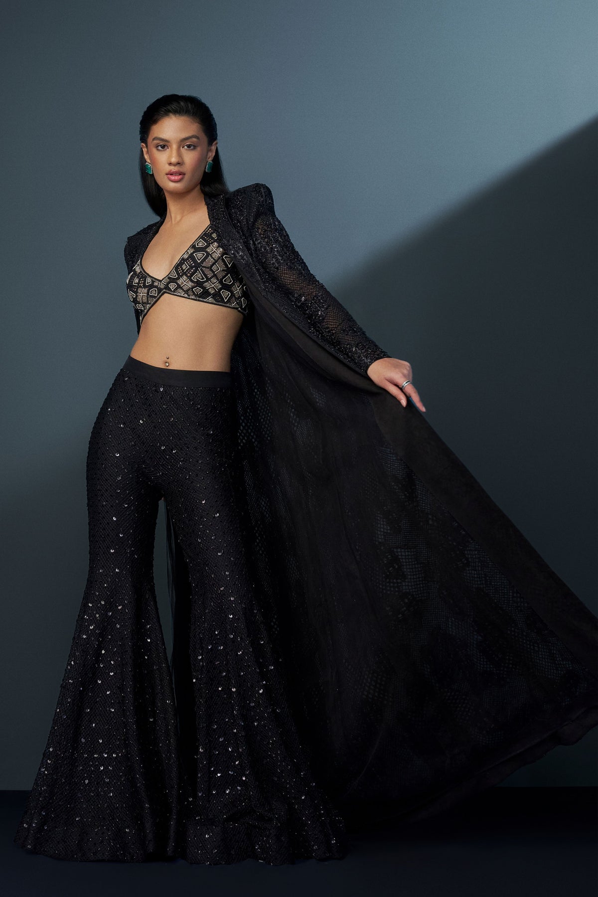 Siriara Black &amp; Gold Sharara Set