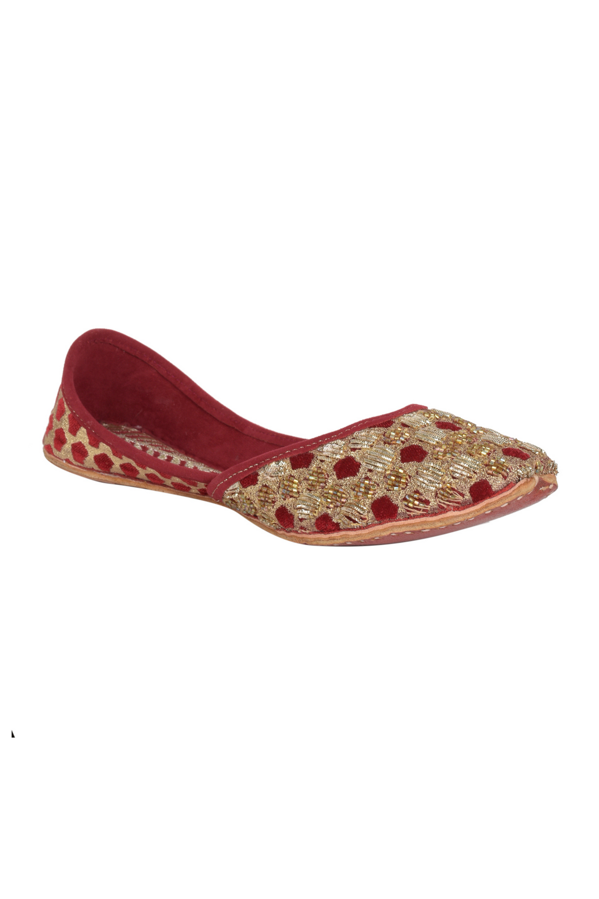 Red velvet embroidered jutti