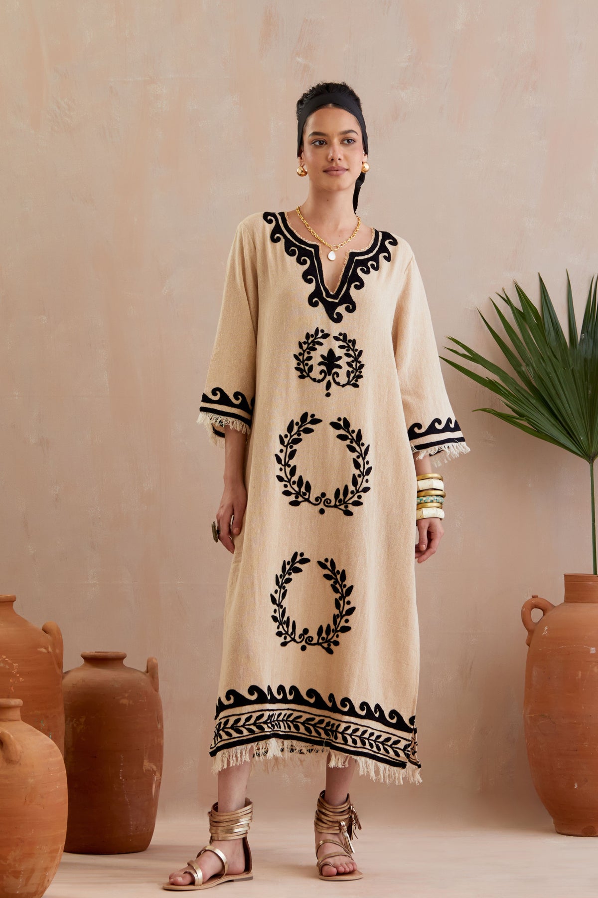 Beige Embroidery Dress