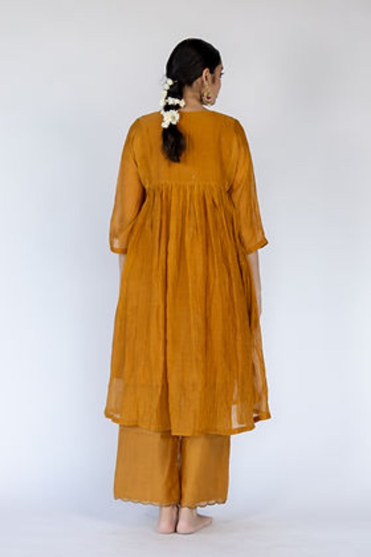 Mustard Farah Yoke Kurta Set