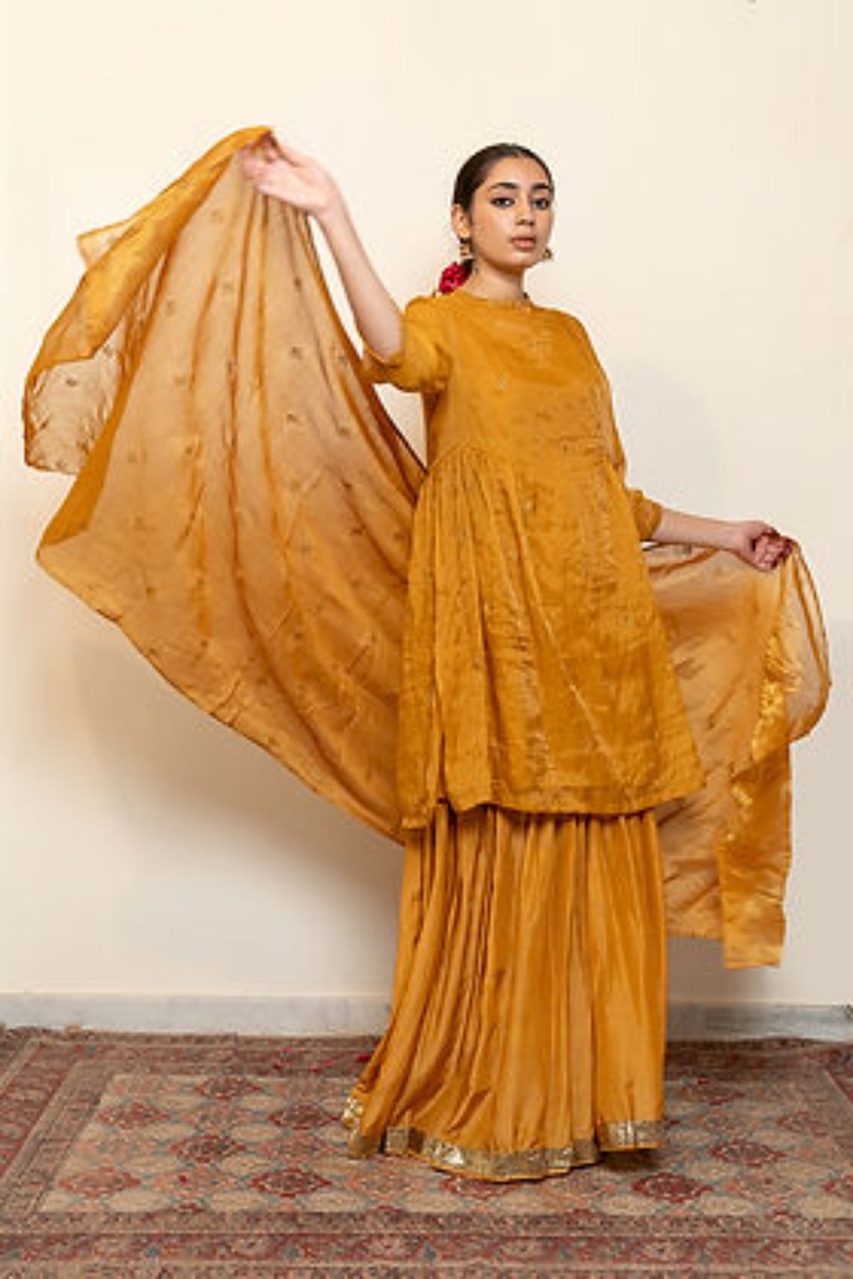 Mustard Zareen Gharara Set