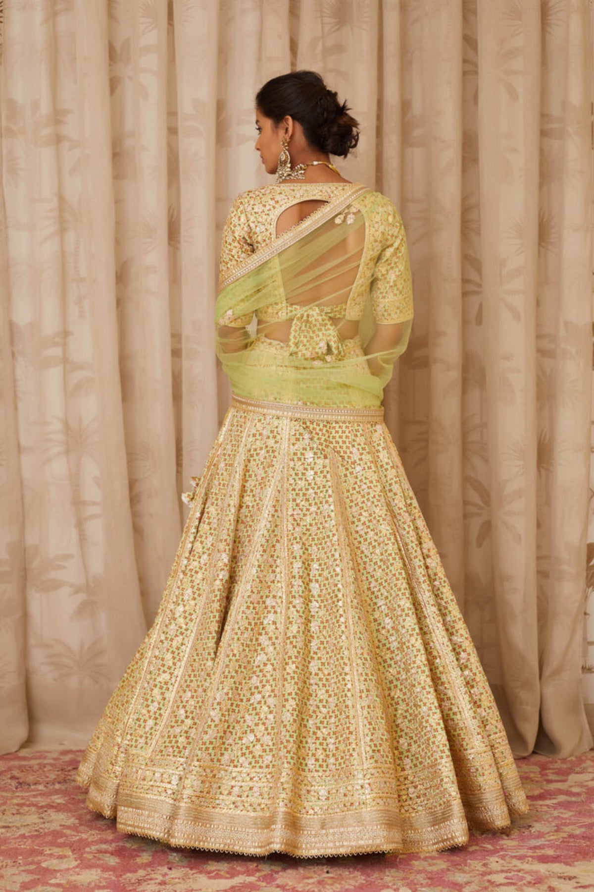 Lemon green lehenga set