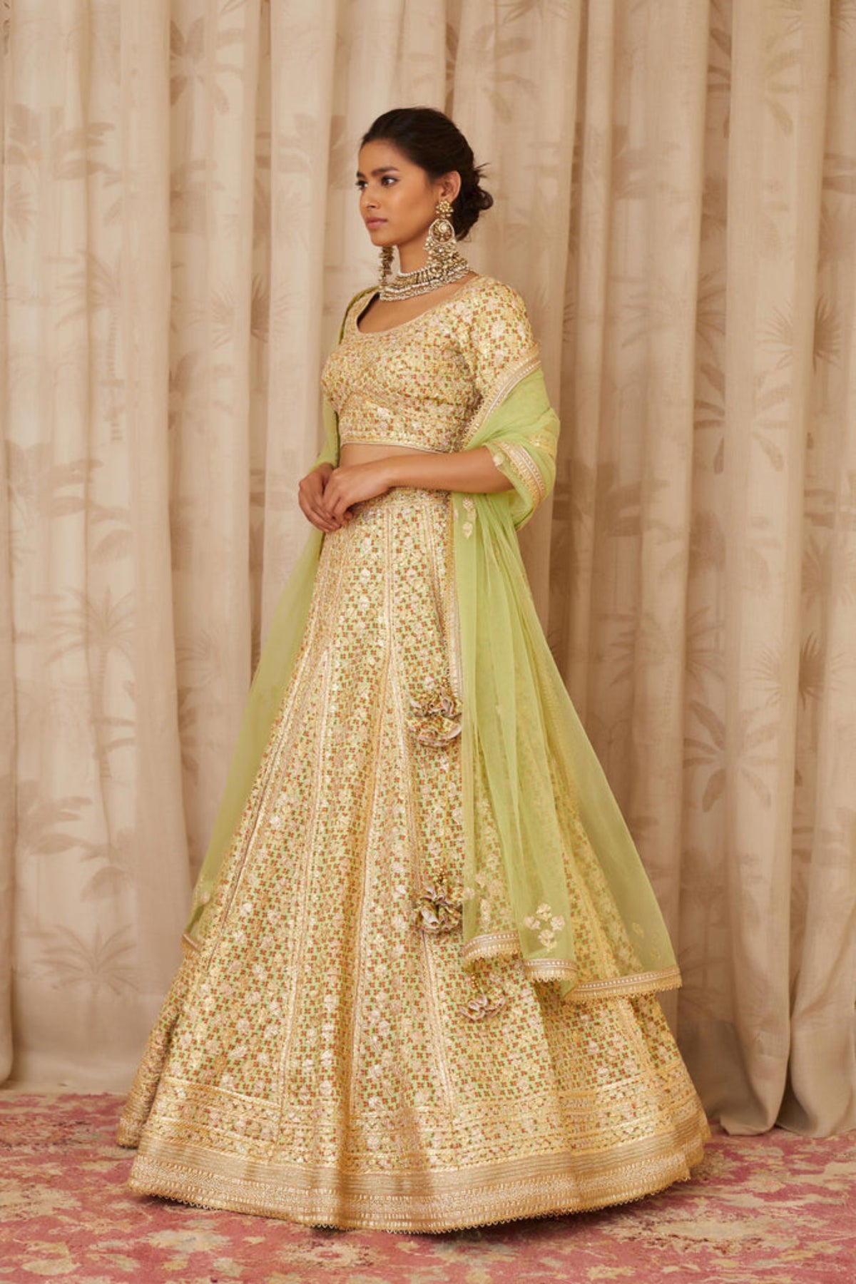 Lemon green lehenga set