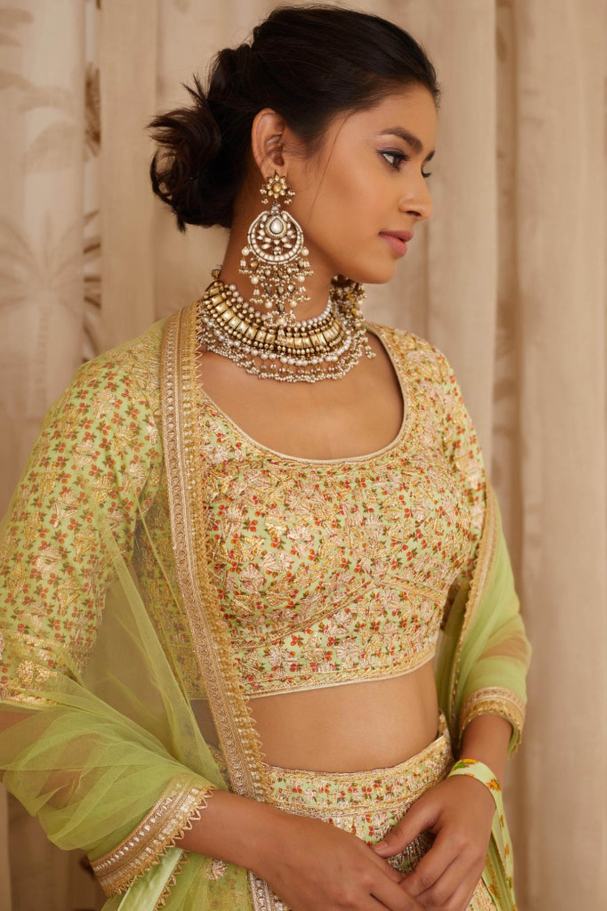 Lemon green lehenga set