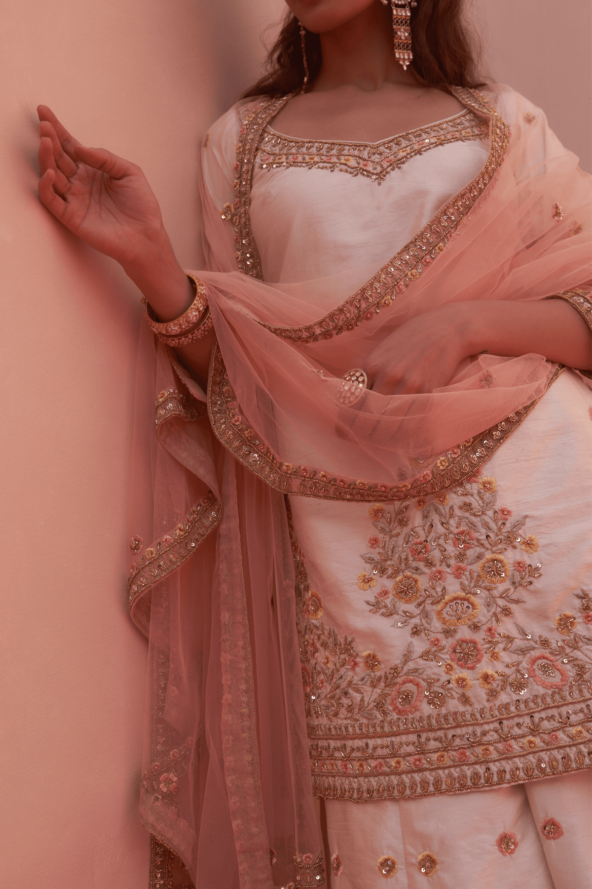 Ivory Raw Silk Sharara Set