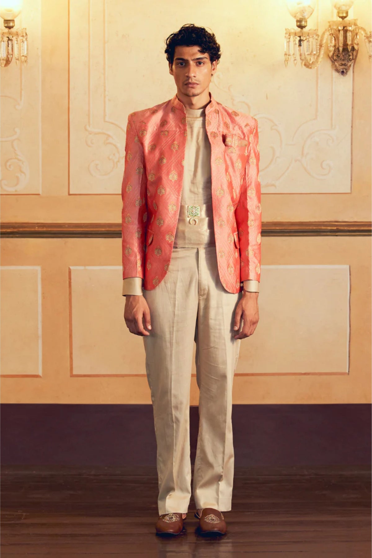 Coral Jacquard Banarasi Jacket