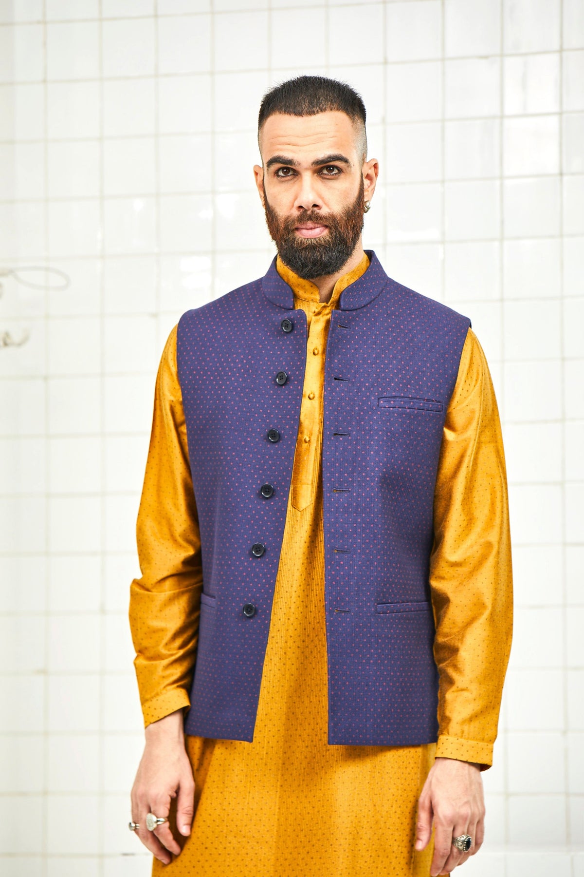 Dhadhu Quilted Nehru Jacket Set