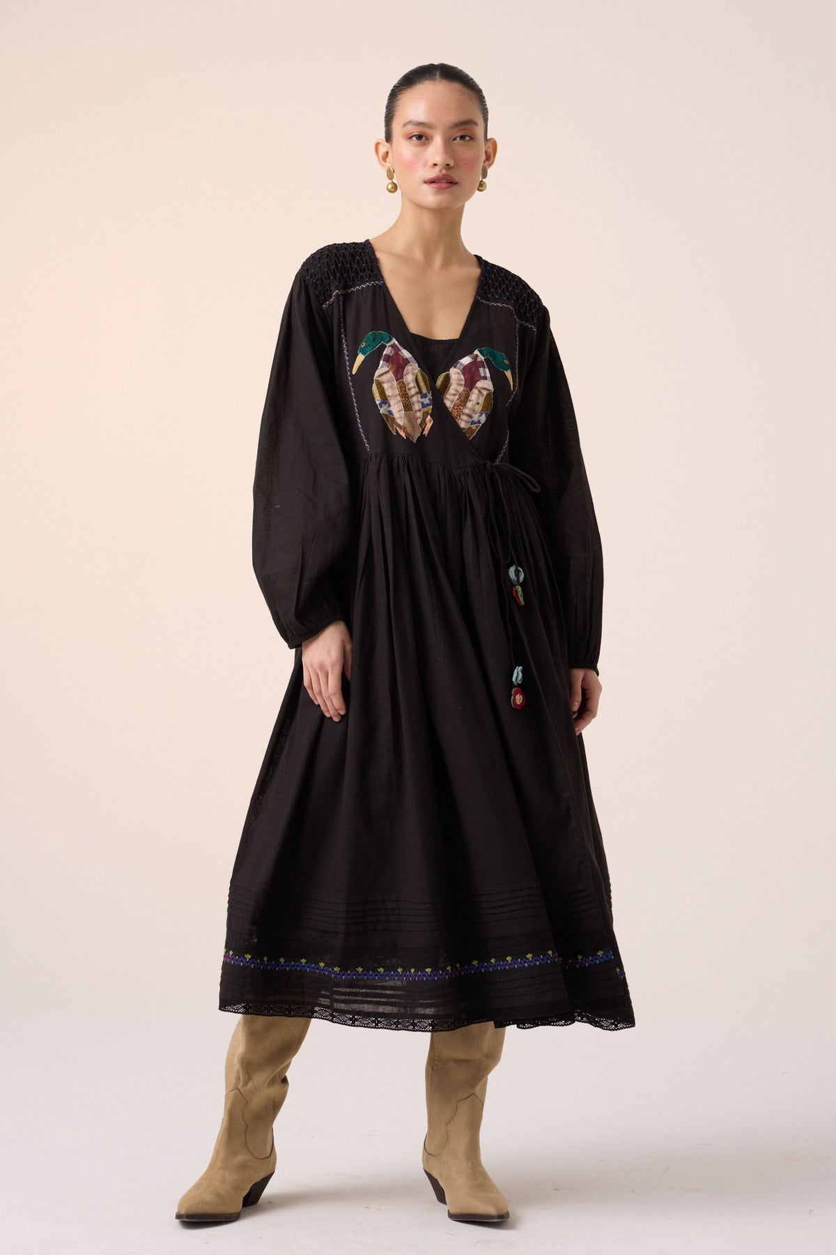 Poem Black Duck Applique Dress