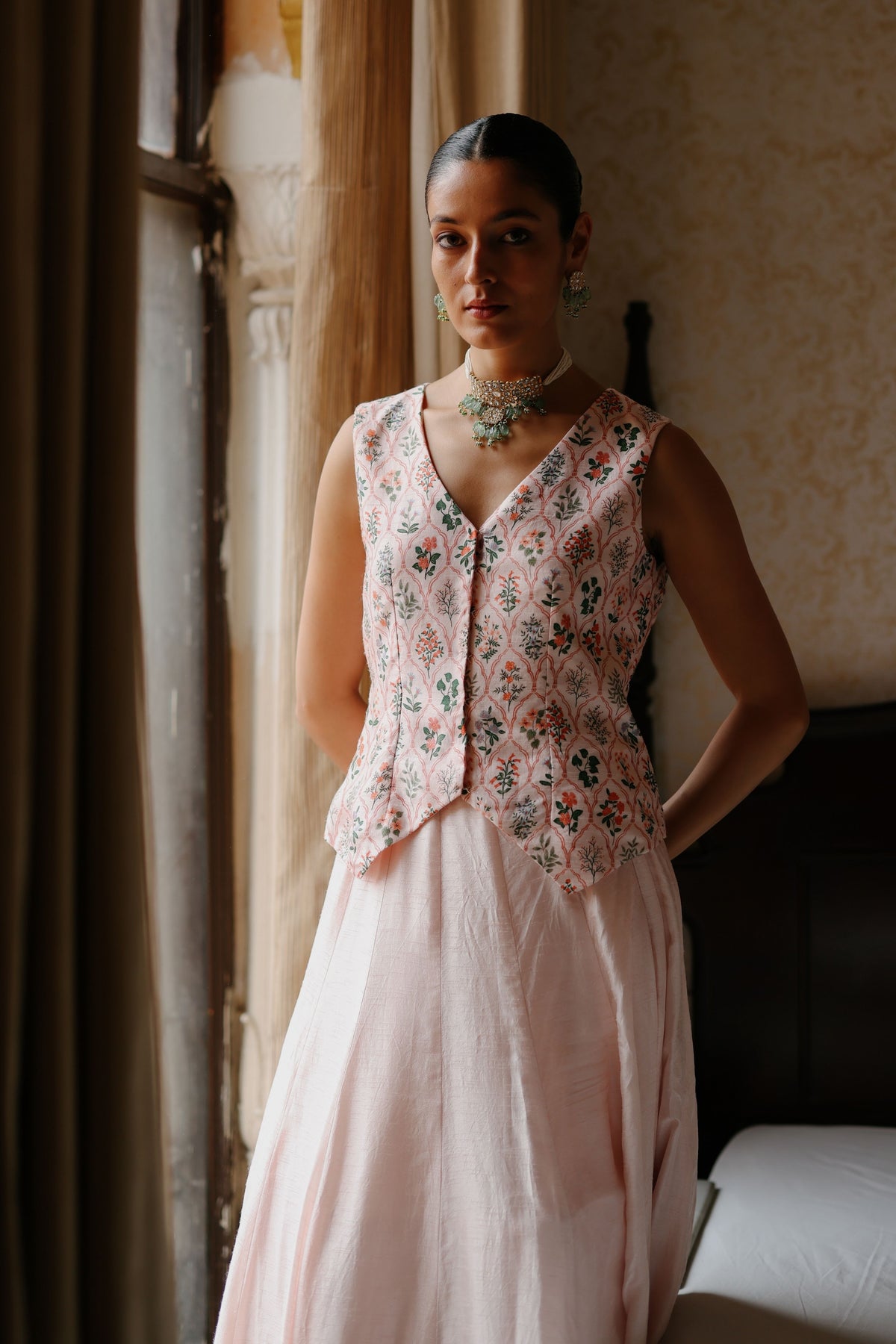 Pink Waistcoat and Skirt Set