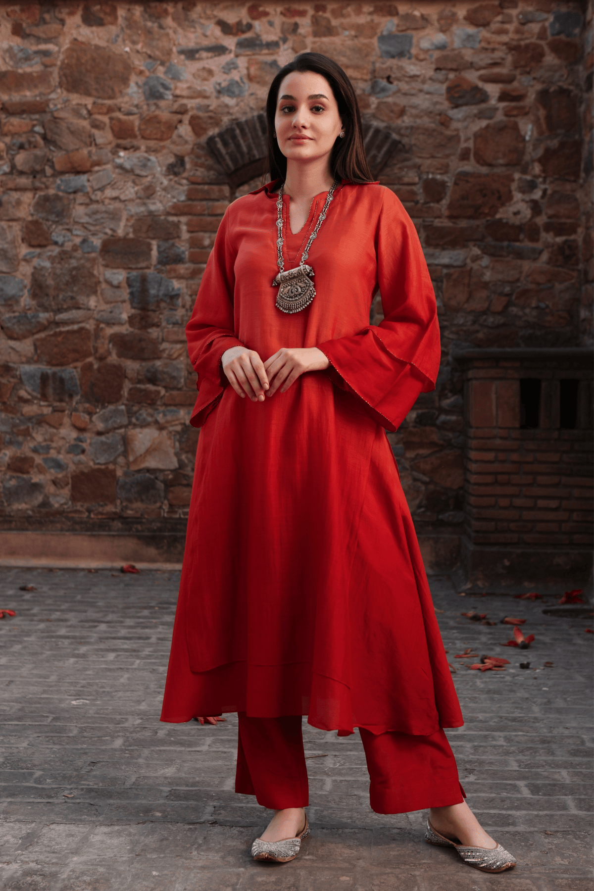 Red Pink Ombre Kurta Nd Pant