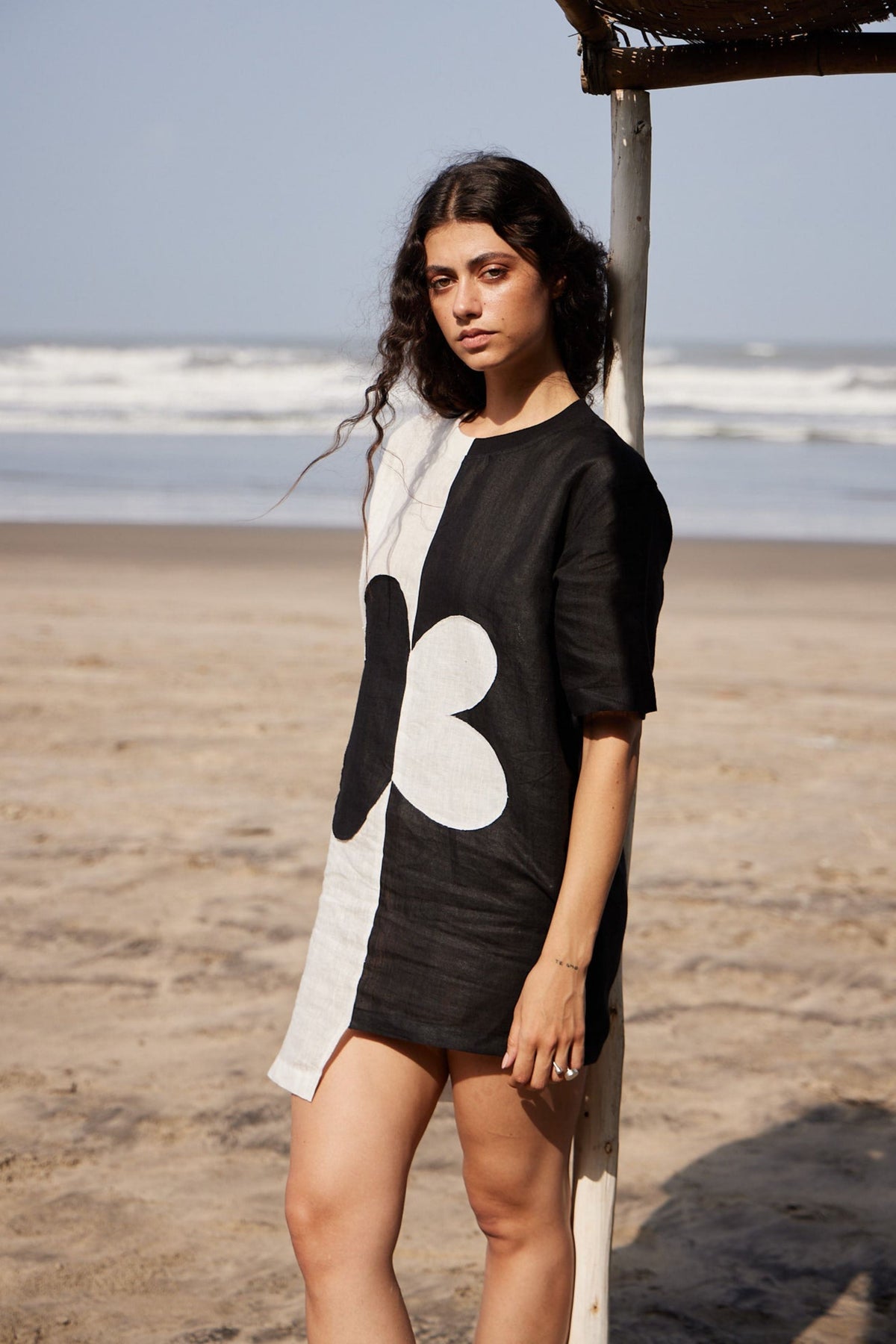 Asymmetric Contrast Dress