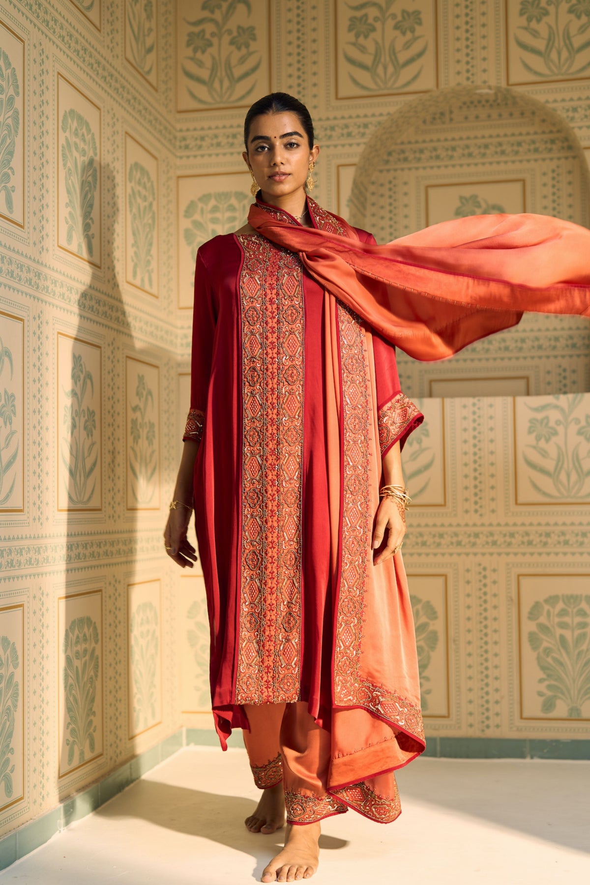 Red Seerat Kurta Set