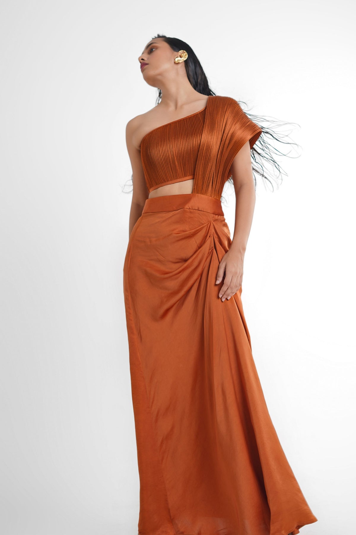 Rust Zeenat Concept Drape Saree