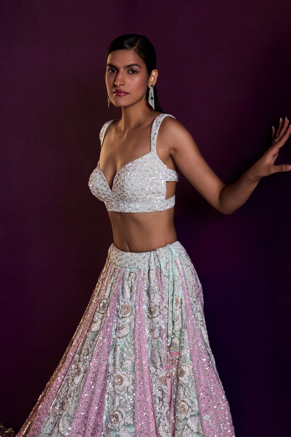 Pink Ivory Net Lehenga Set