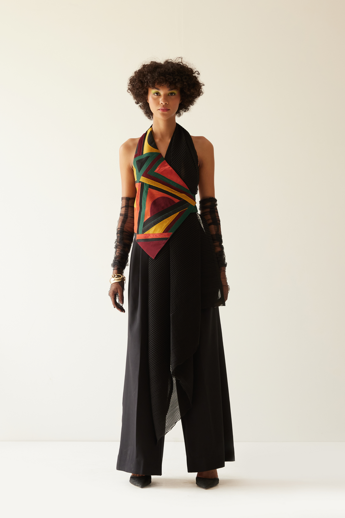 S.h. Raza One Sided Drape Jacket Co-ord