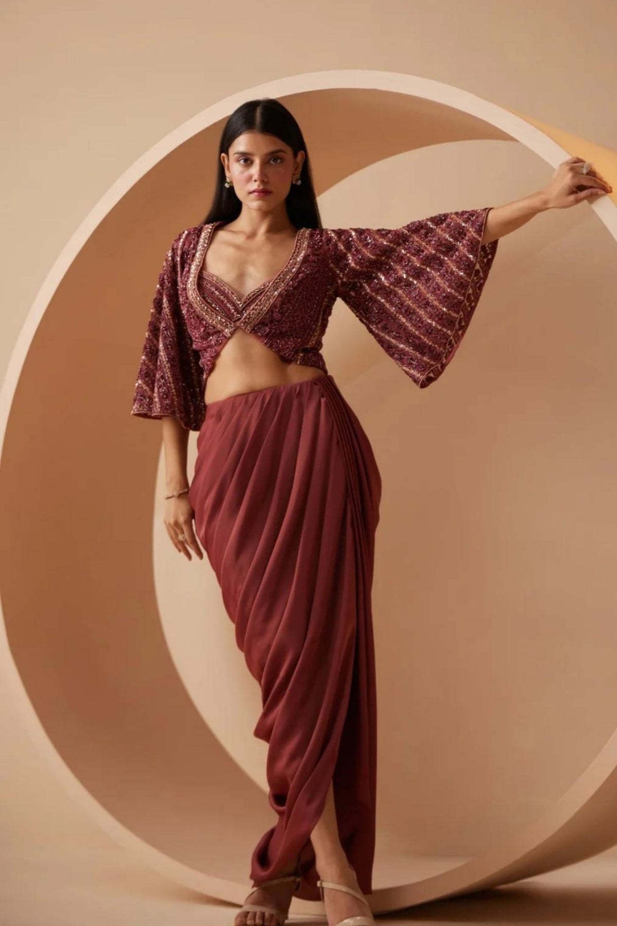 Divine Maroon Indo Western