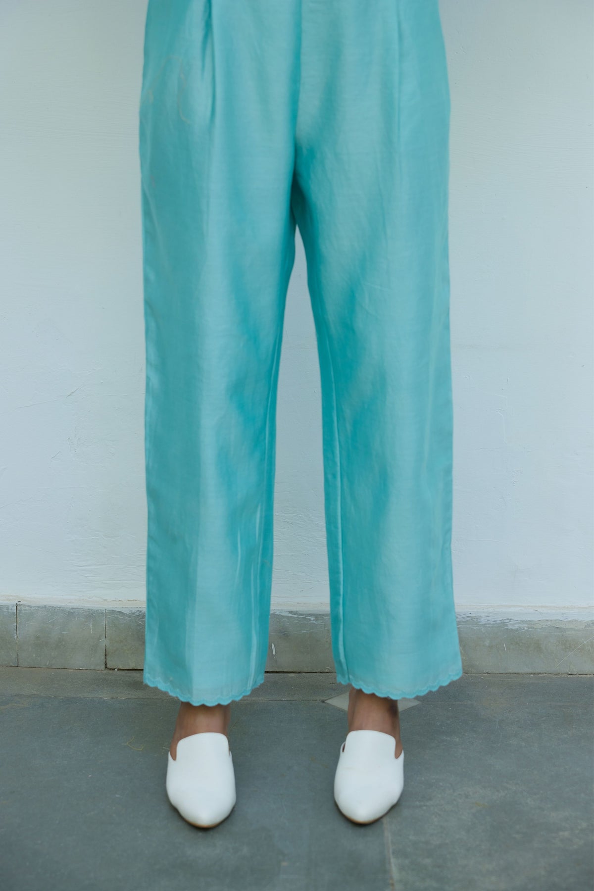 Turquoise Chanderi Trousers