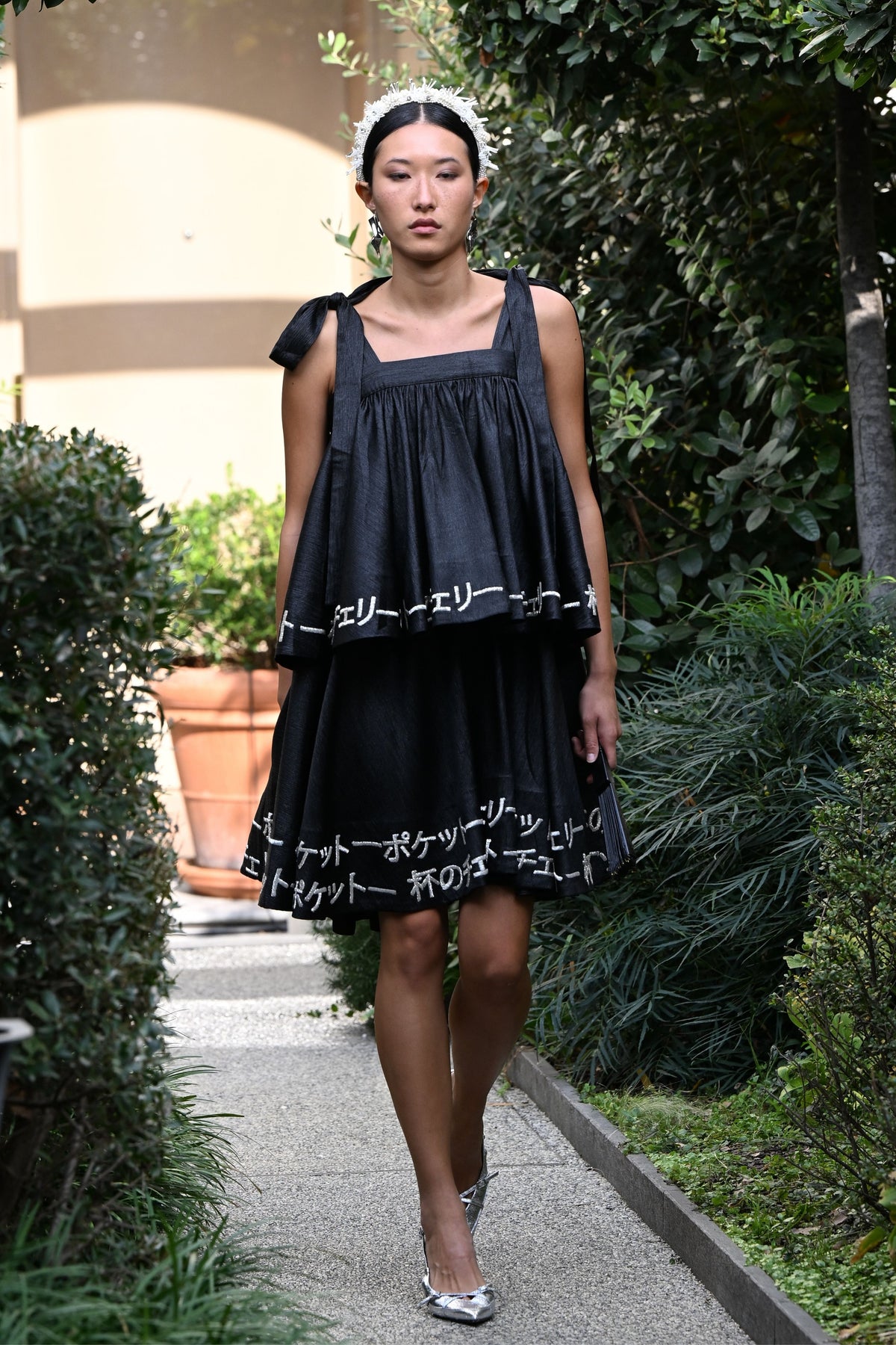 Midnight Sheen Tiered Dress