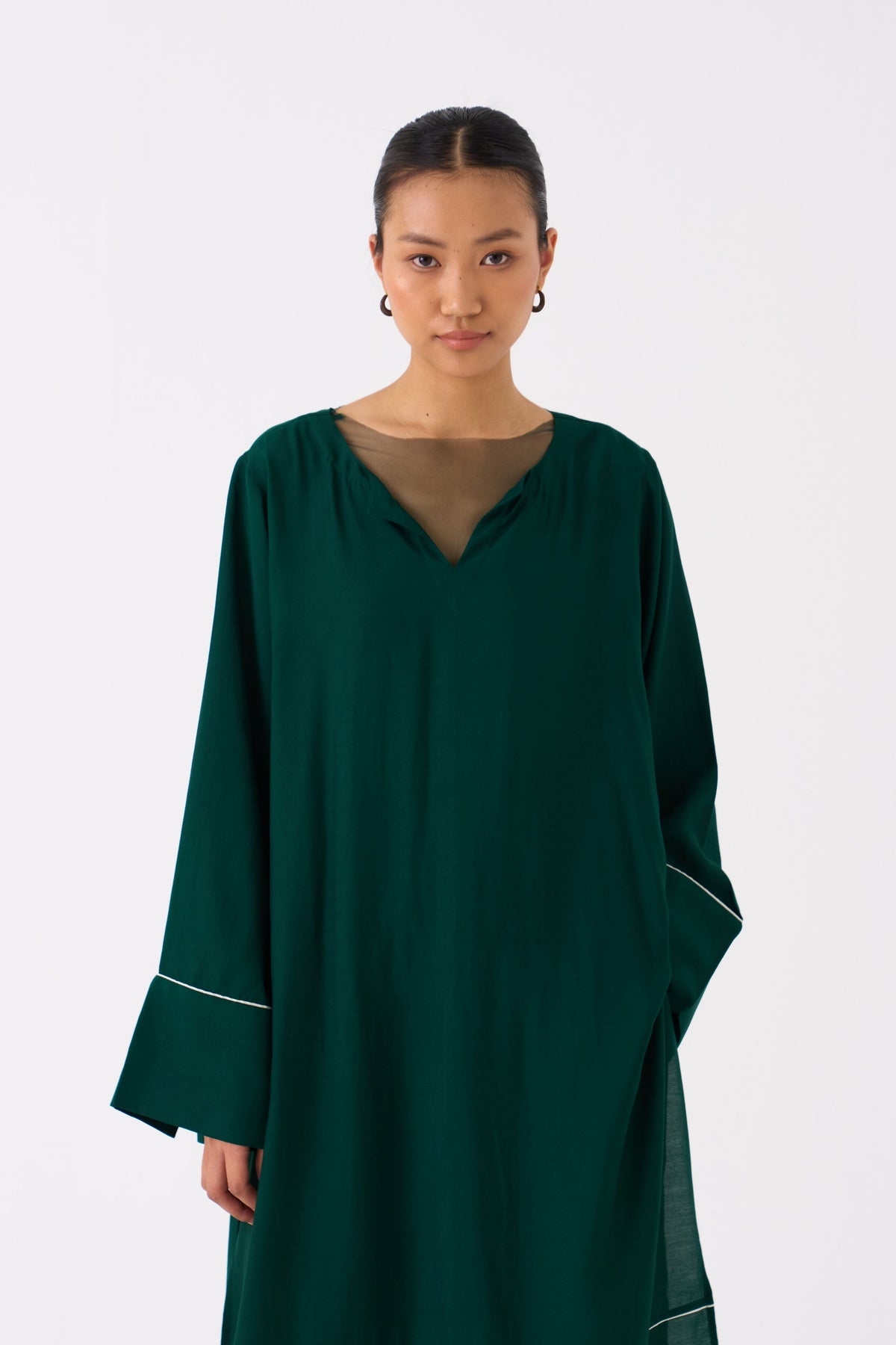 V-neck Green Kaftan Co-ord