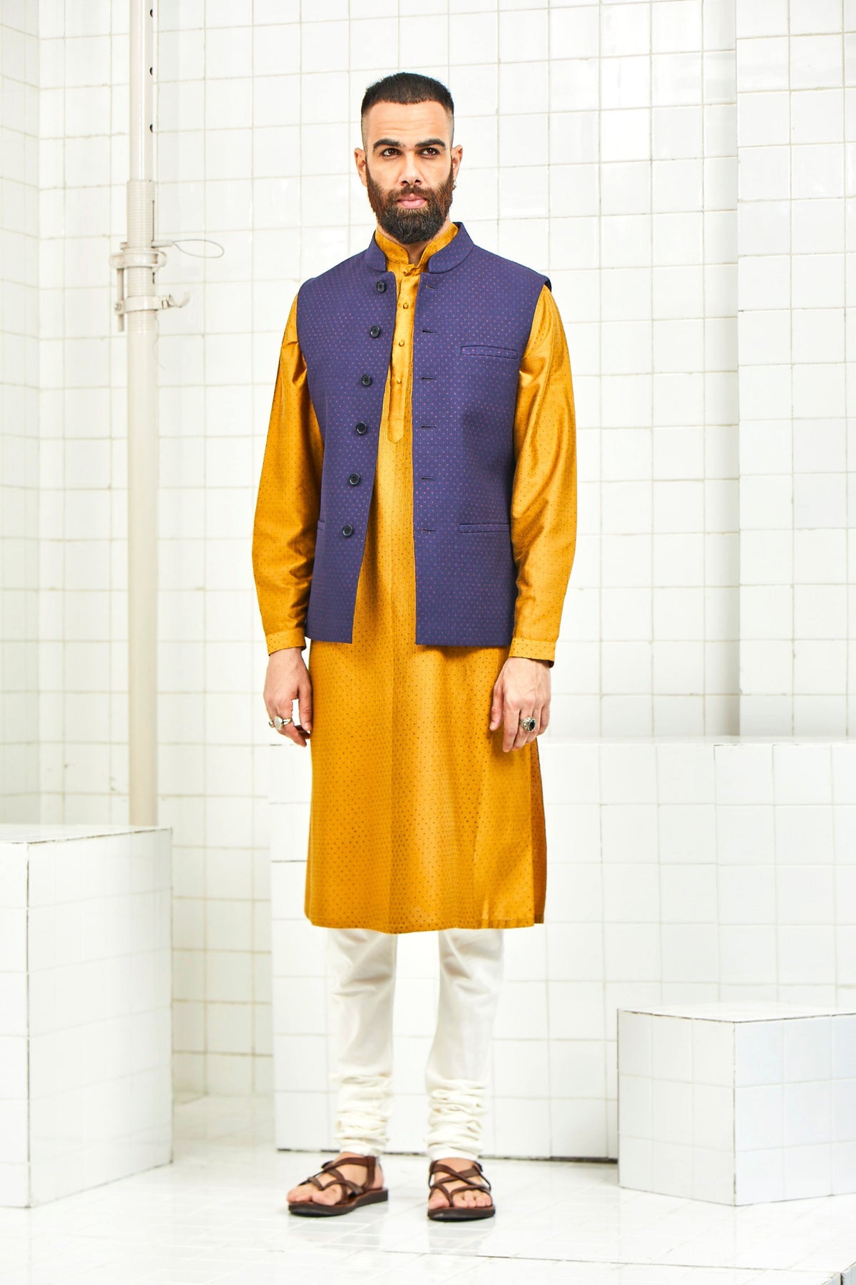 Dhadhu Quilted Nehru Jacket Set